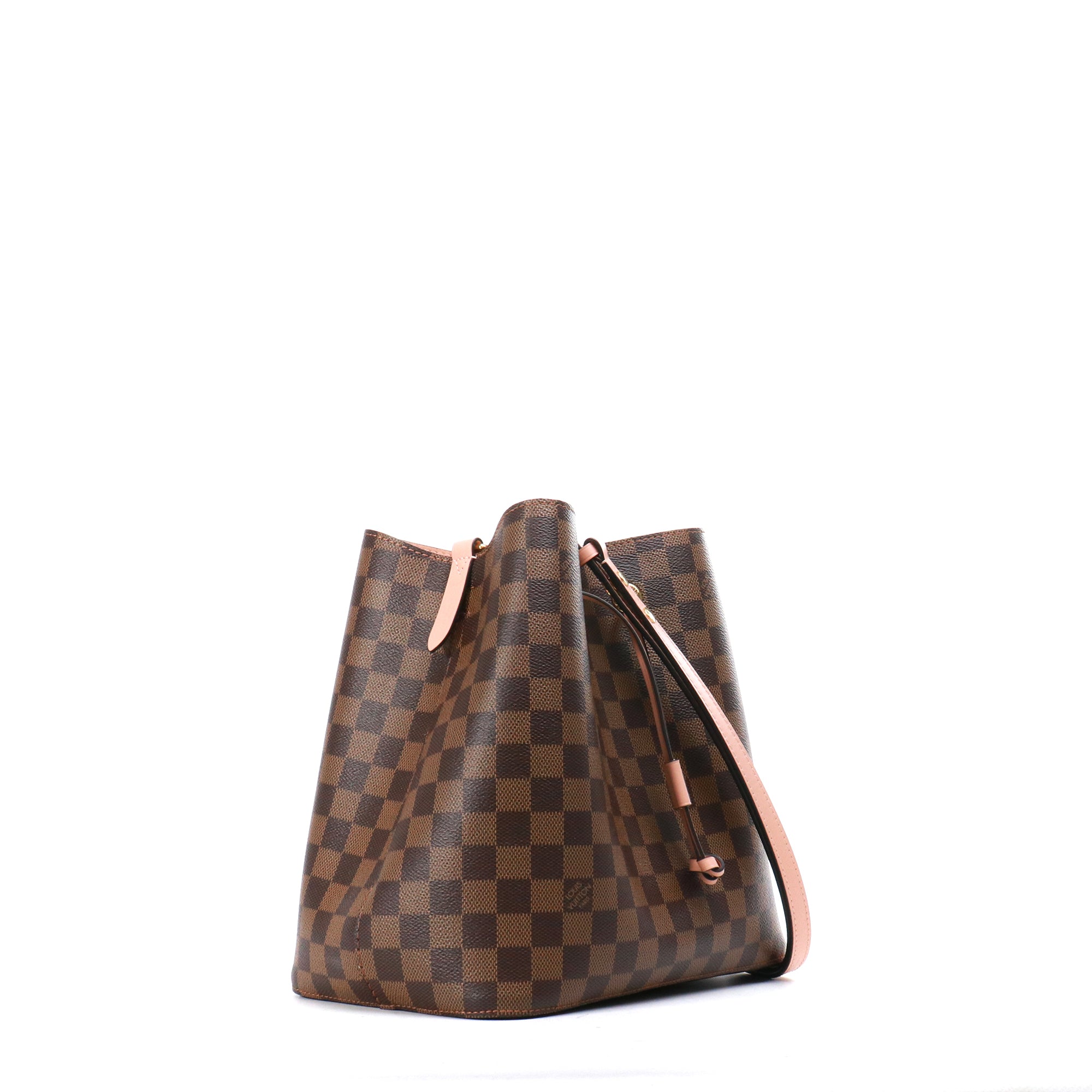 LOUIS VUITTON - Louis Vuitton NéoNoé shoulder bag in ebony damier coated canvas and Powder Pink leather