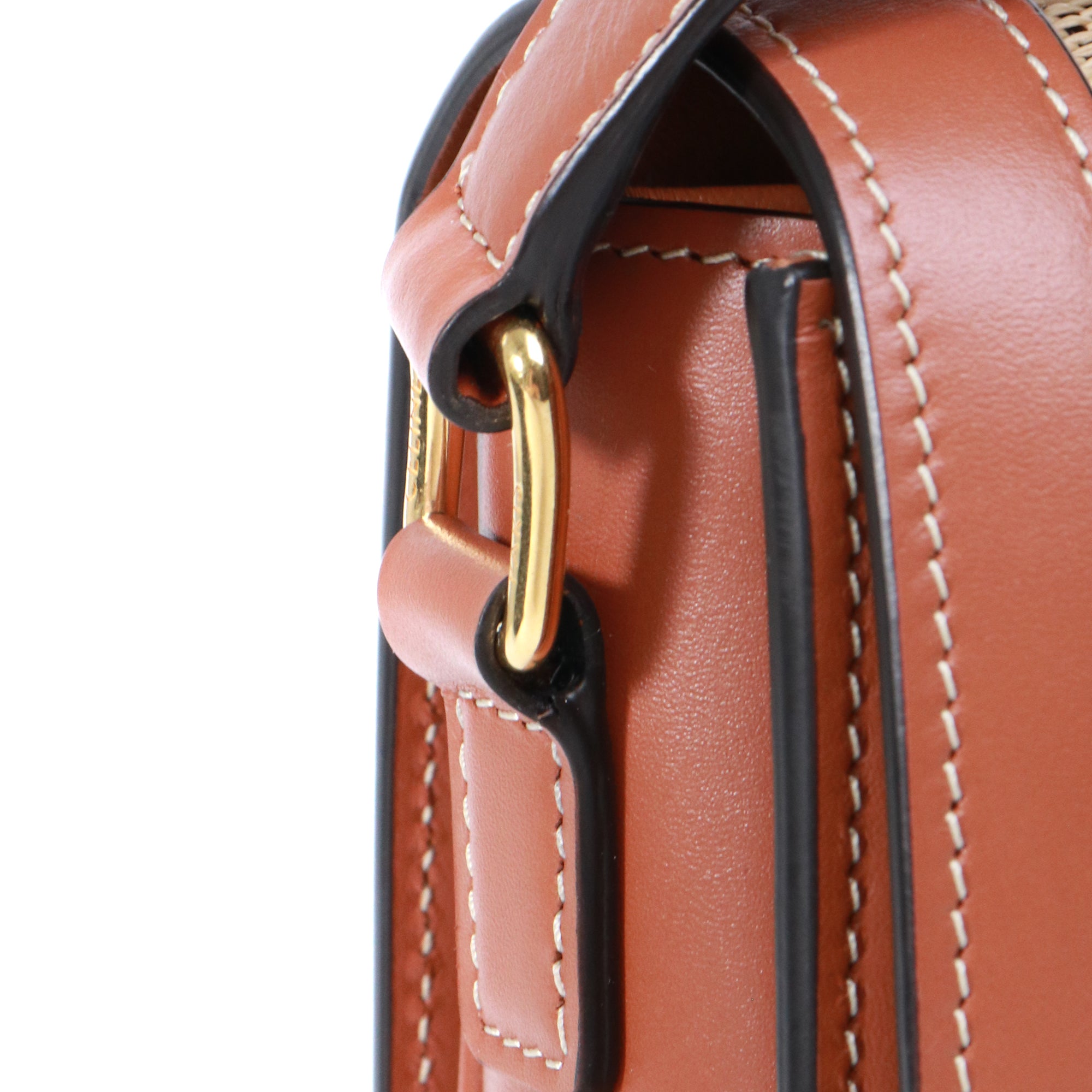 CELINE - Sac à bandoulière Triomphe medium Céline en raphia et cuir tan