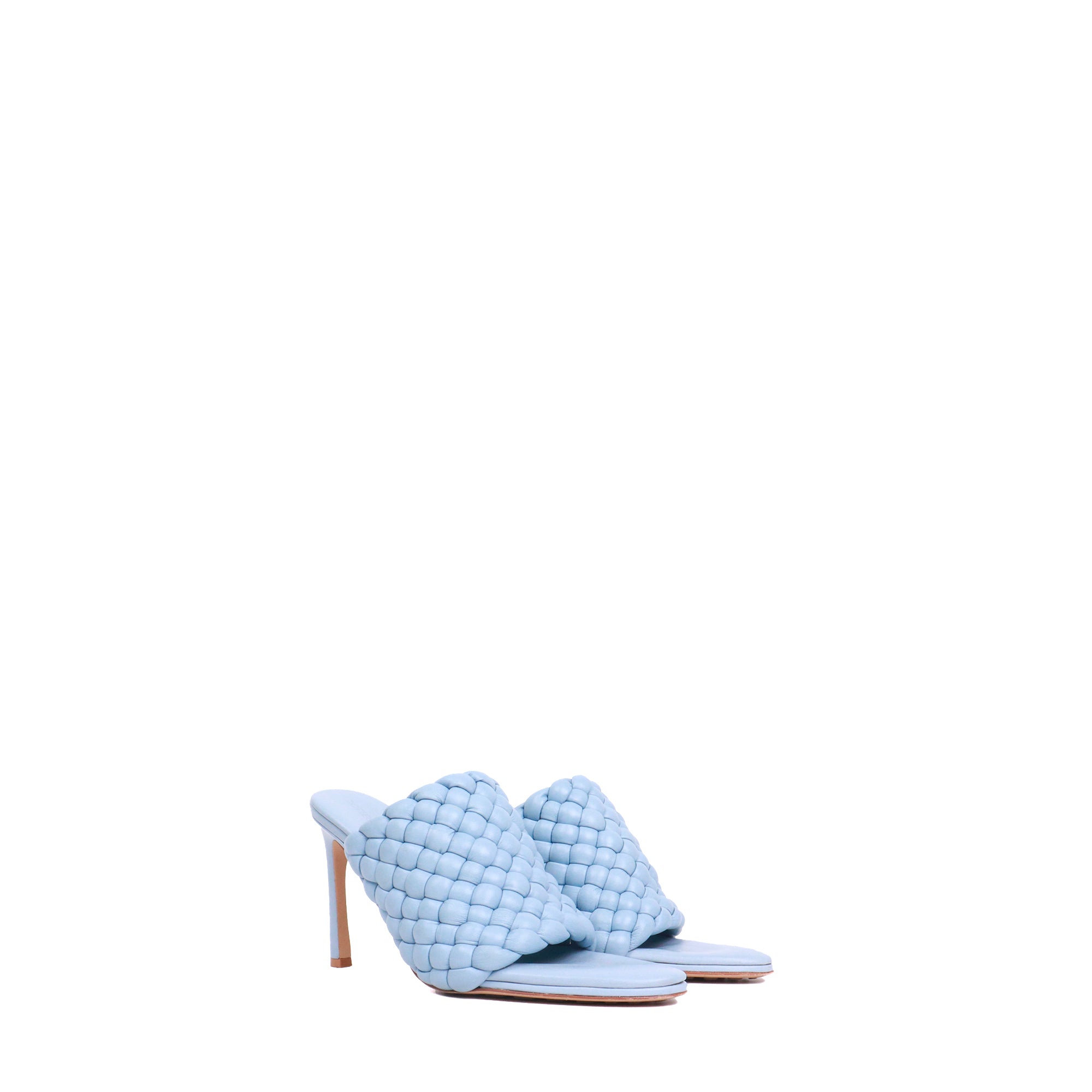 BOTTEGA VENETA - Mules Bottega Veneta en cuir bleu ice (T38)