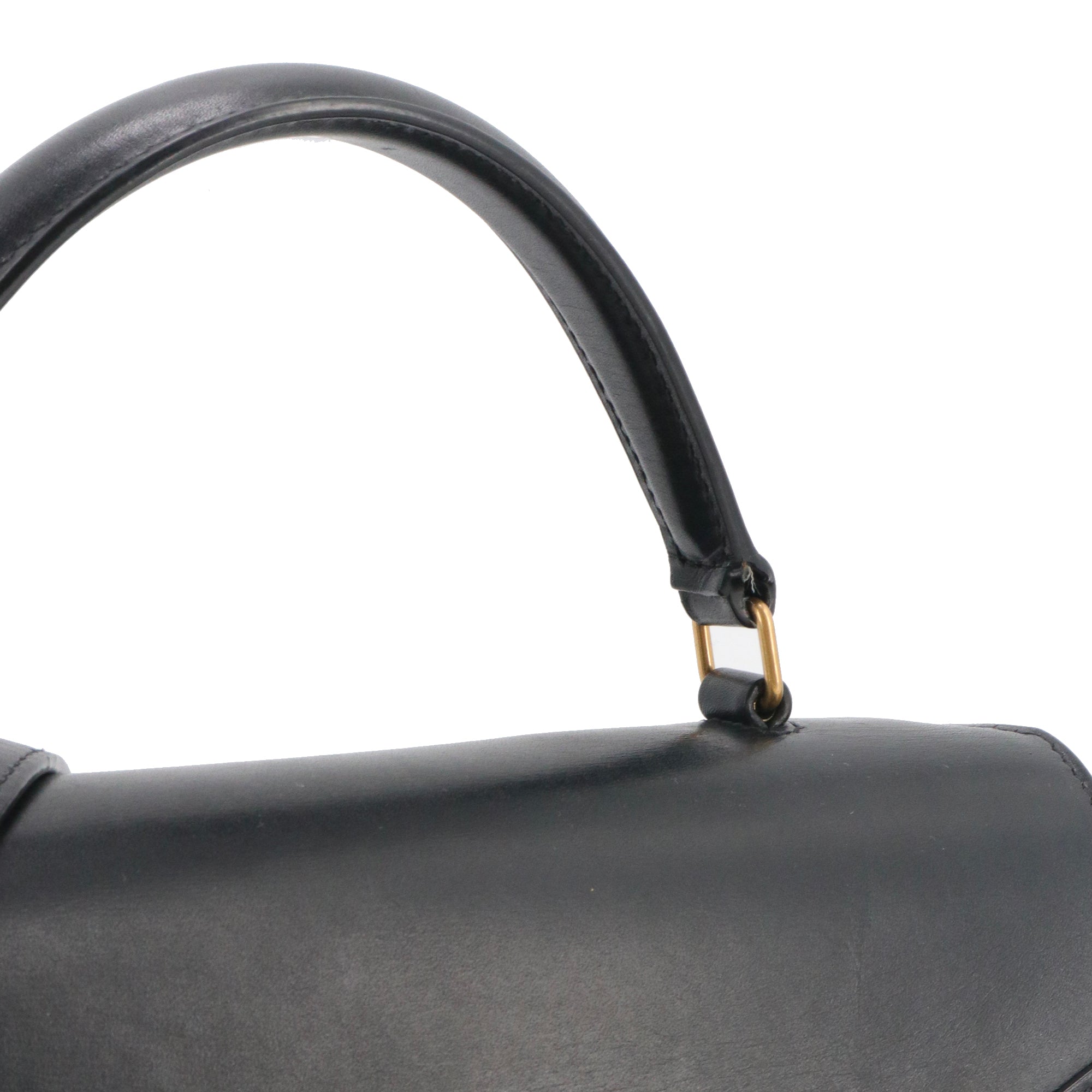 SAINT LAURENT - Sac à bandoulière Cassandra Top Handle medium Saint Laurent en cuir box noir