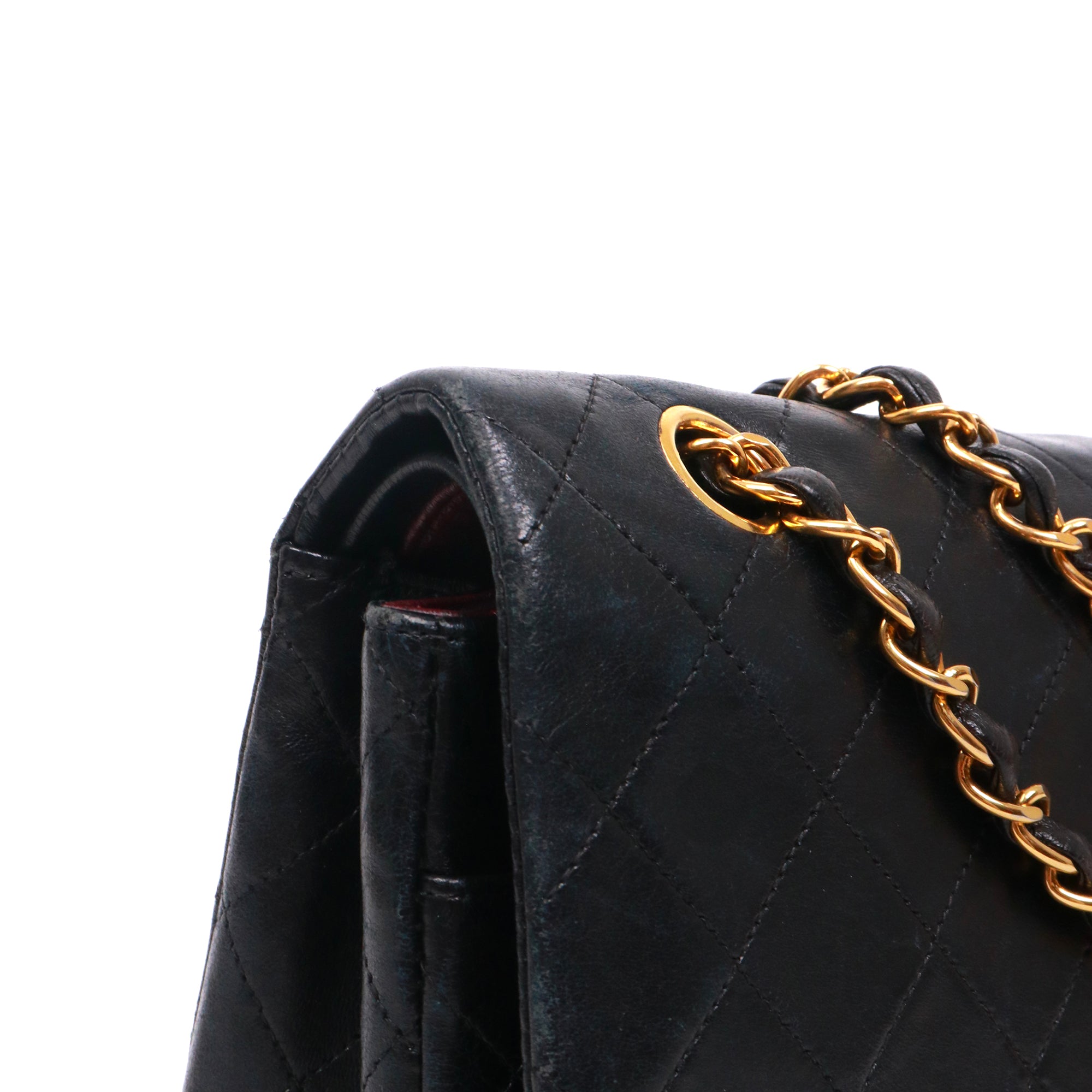 CHANEL - Sac à main Classique/Timeless 11.12 Chanel double flap en cuir matelassé noir vintage