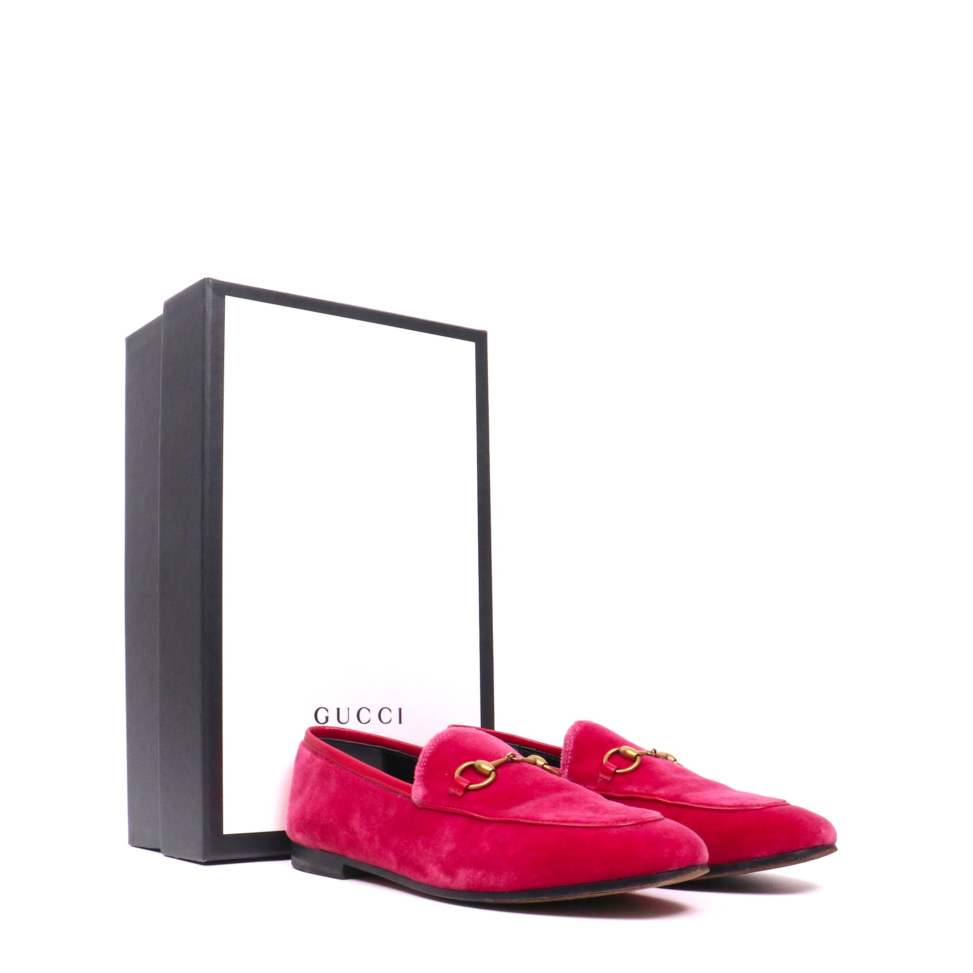 GUCCI - Mocassins Jordaan Gucci en velours fuchsia (T37)
