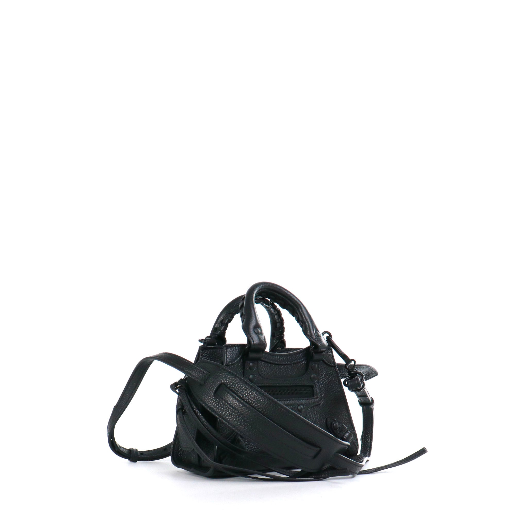 BALENCIAGA - Neo Classic nano shoulder bag in black grained leather