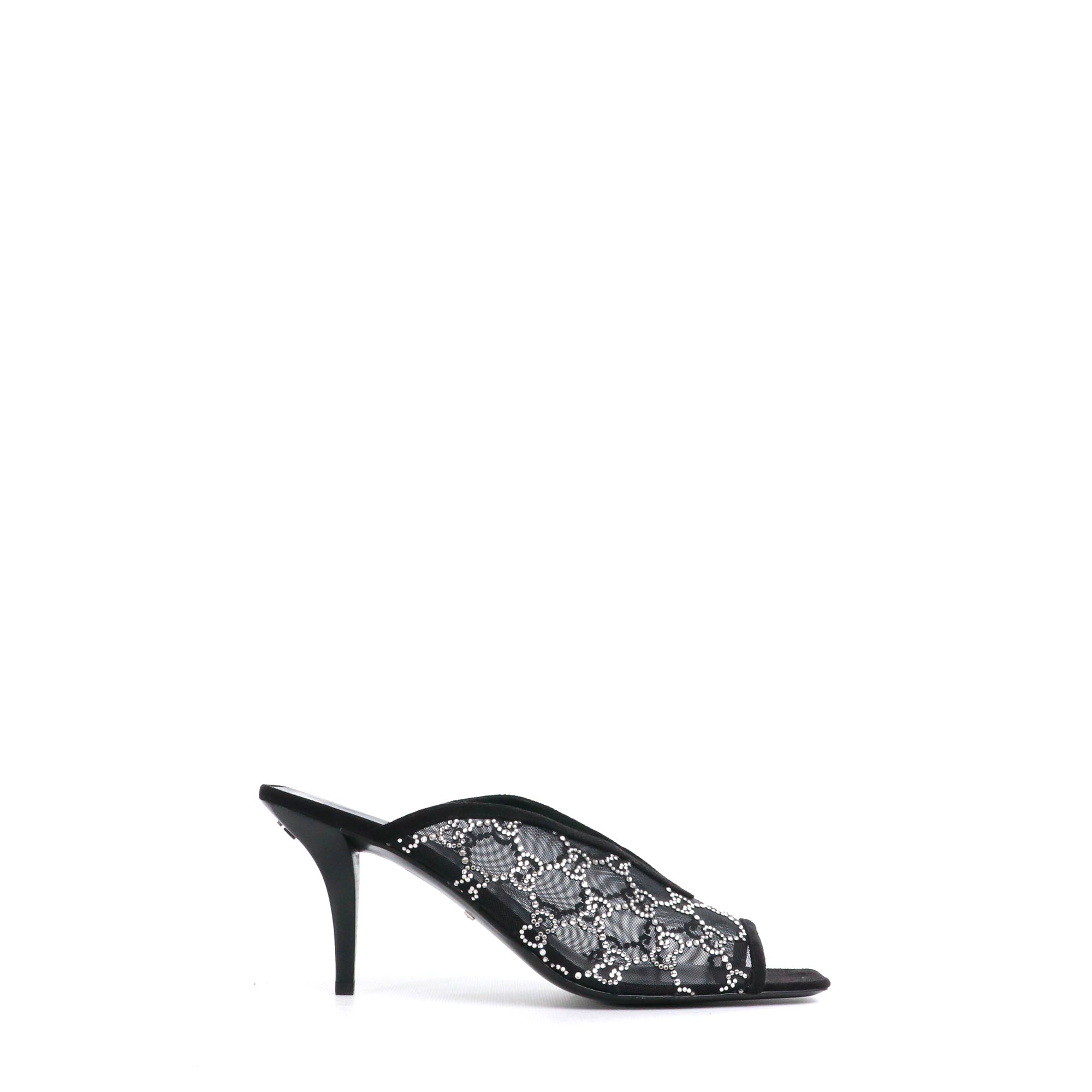 GUCCI - Mules à talon à strass Gucci monogrammées ornées de cristaux (T42)