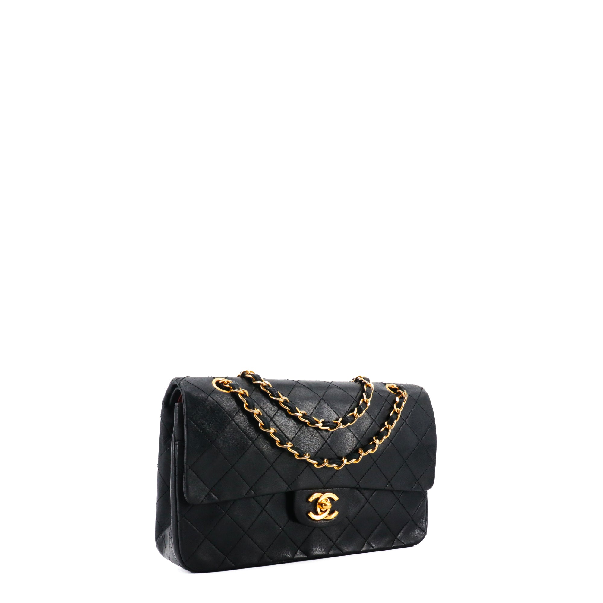 CHANEL - Sac à main Classique/Timeless Chanel 11.12 double flap Chanel en cuir lisse noir vintage