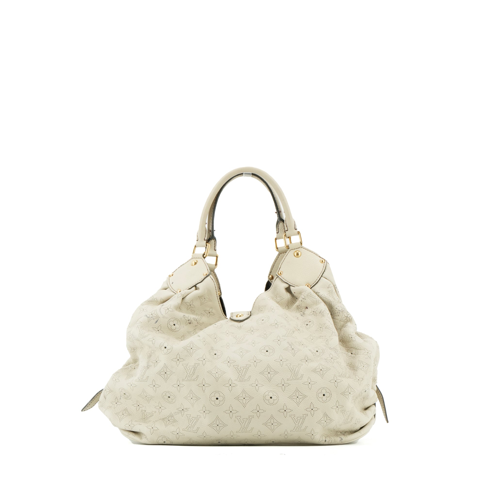 LOUIS VUITTON - Sac cabas Mahina Louis Vuitton en cuir grainé beige vintage