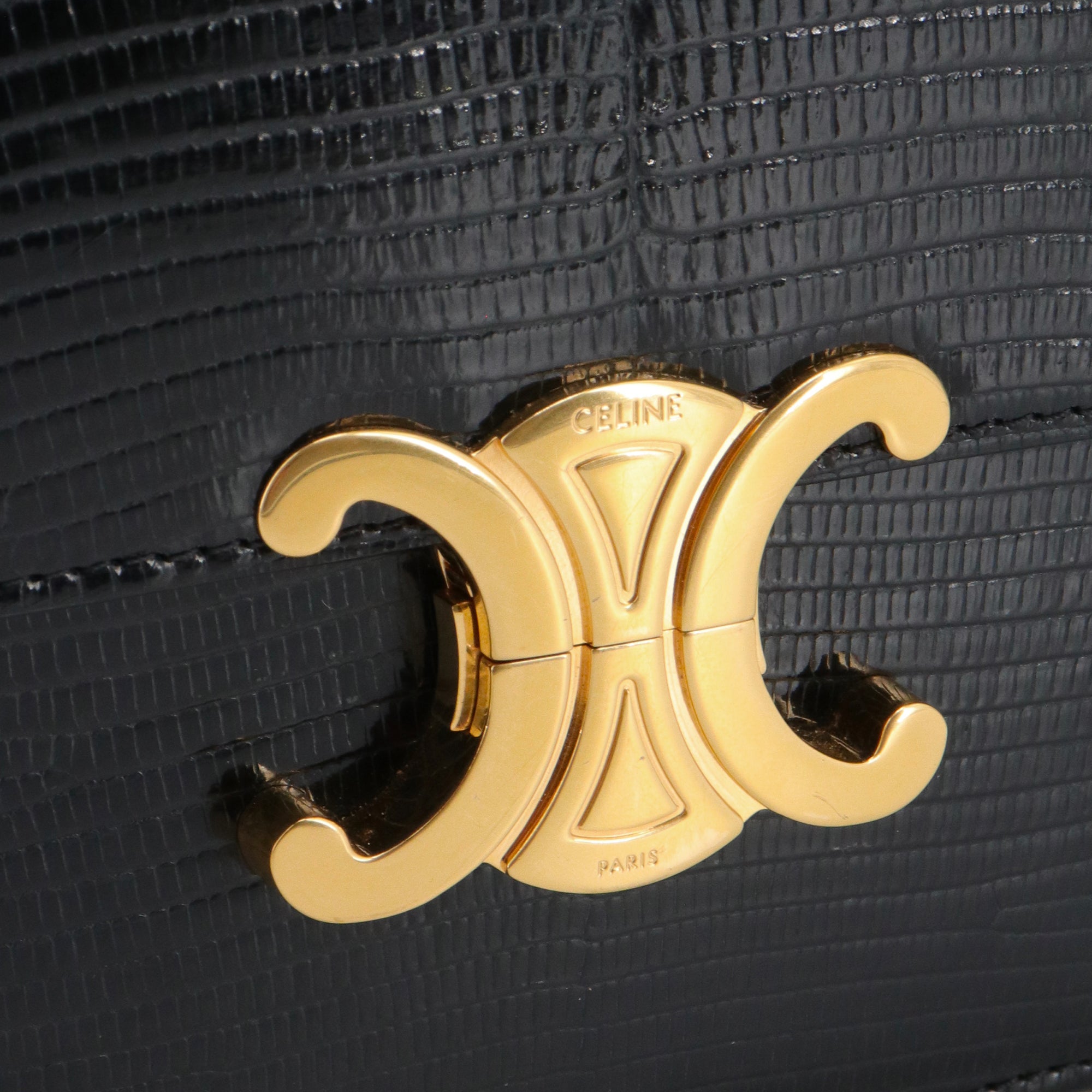 CELINE - Sac à bandoulière Triomphe Celine en lézard noir