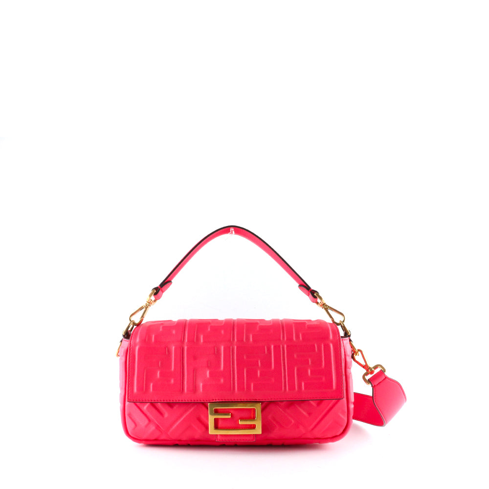 FENDI - Sac à bandoulière Baguette en cuir lisse rose