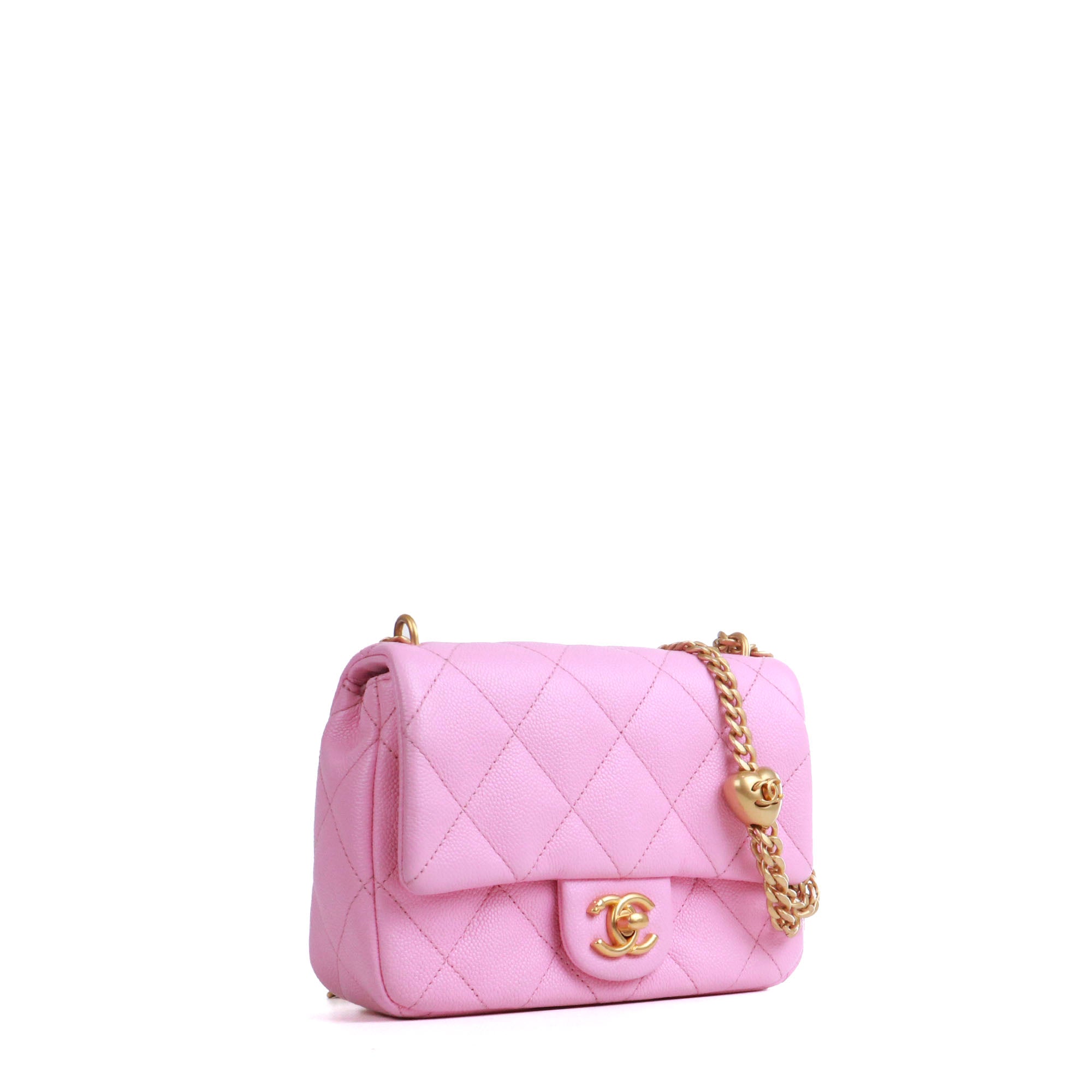 CHANEL - Sac à bandoulière Timeless/Classique Heart Crush en cuir caviar rose