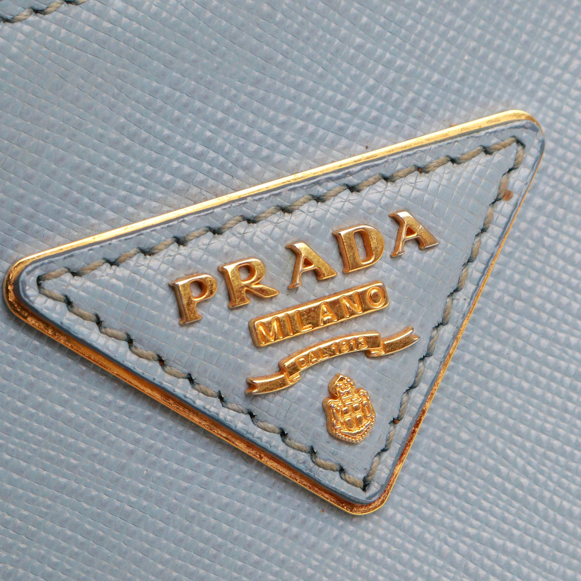 PRADA - Sac à main Galleria Prada en cuir grainé bleu