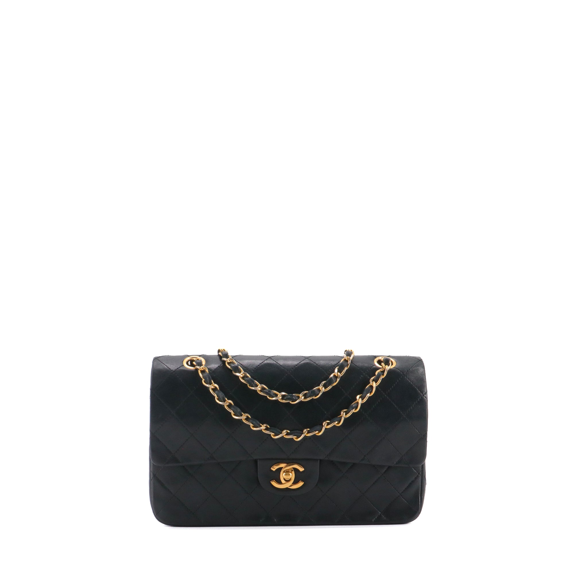 CHANEL - Sac à main Classique/Timeless Chanel 11.12 double flap Chanel en cuir lisse noir vintage