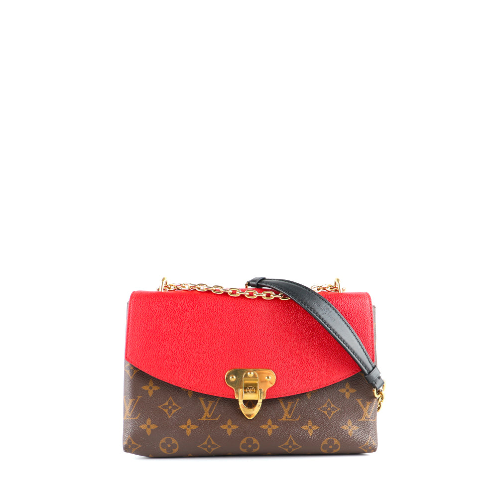 LOUIS VUITTON - Sac à bandoulière Saint Placide en toile monogrammée et cuir rouge