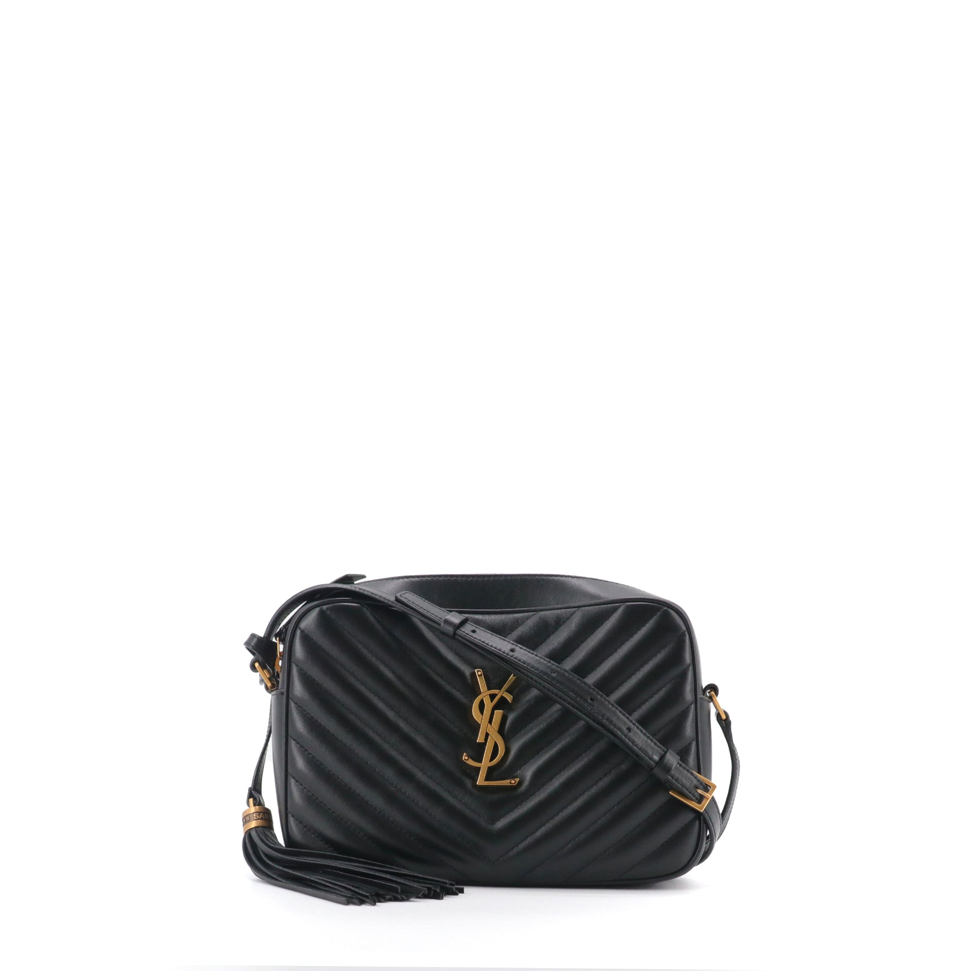 SAINT LAURENT - Sac à bandoulière Lou Saint Laurent en cuir chevron noir