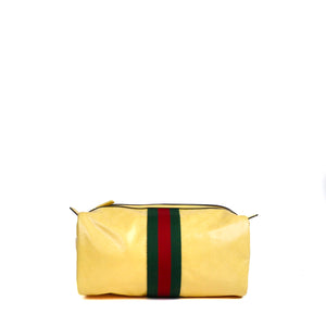 GUCCI - Pochette / trousse de toilette GG Crystal Gucci en toile vernie jaune