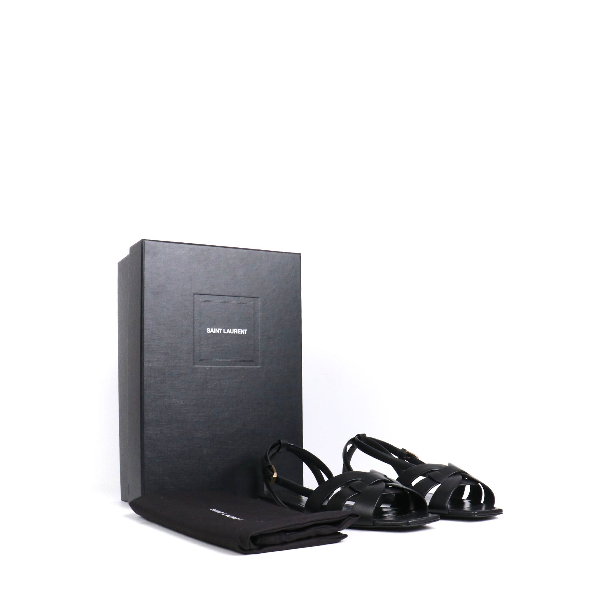 SAINT LAURENT - Sandales Tribute Saint Laurent en cuir noir (T39)
