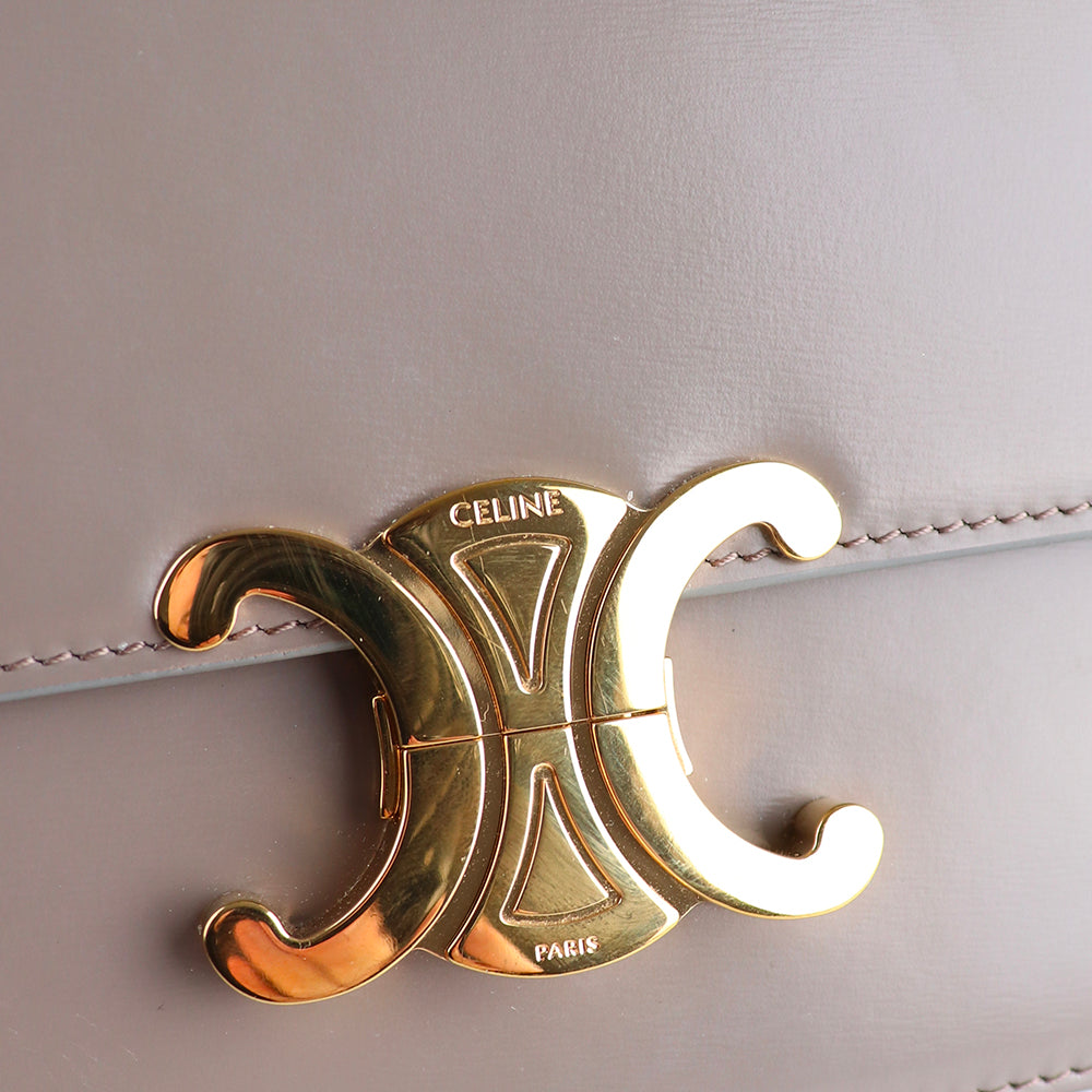 CELINE - Sac à bandoulière Triomphe teen en cuir box gris