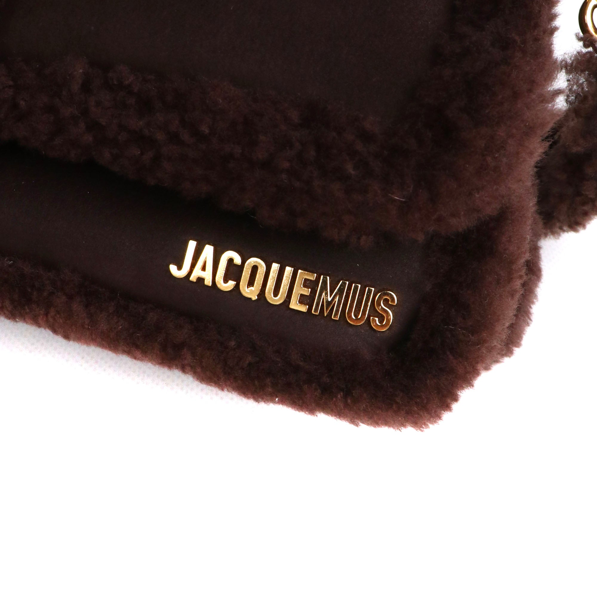 JACQUEMUS - Sac à bandoulière Bambimou Doux Jacquemus en laine de mouton et cuir de vache marron