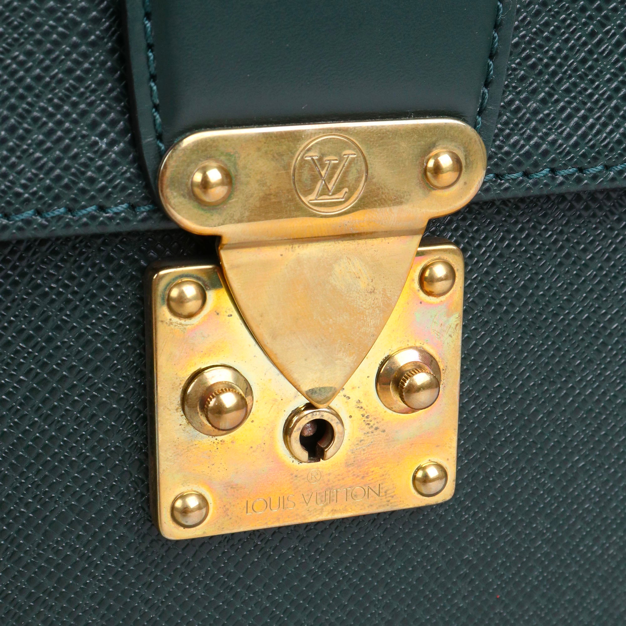 LOUIS VUITTON - Cartable Kourad Louis Vuitton Vintage en cuir grainé vert