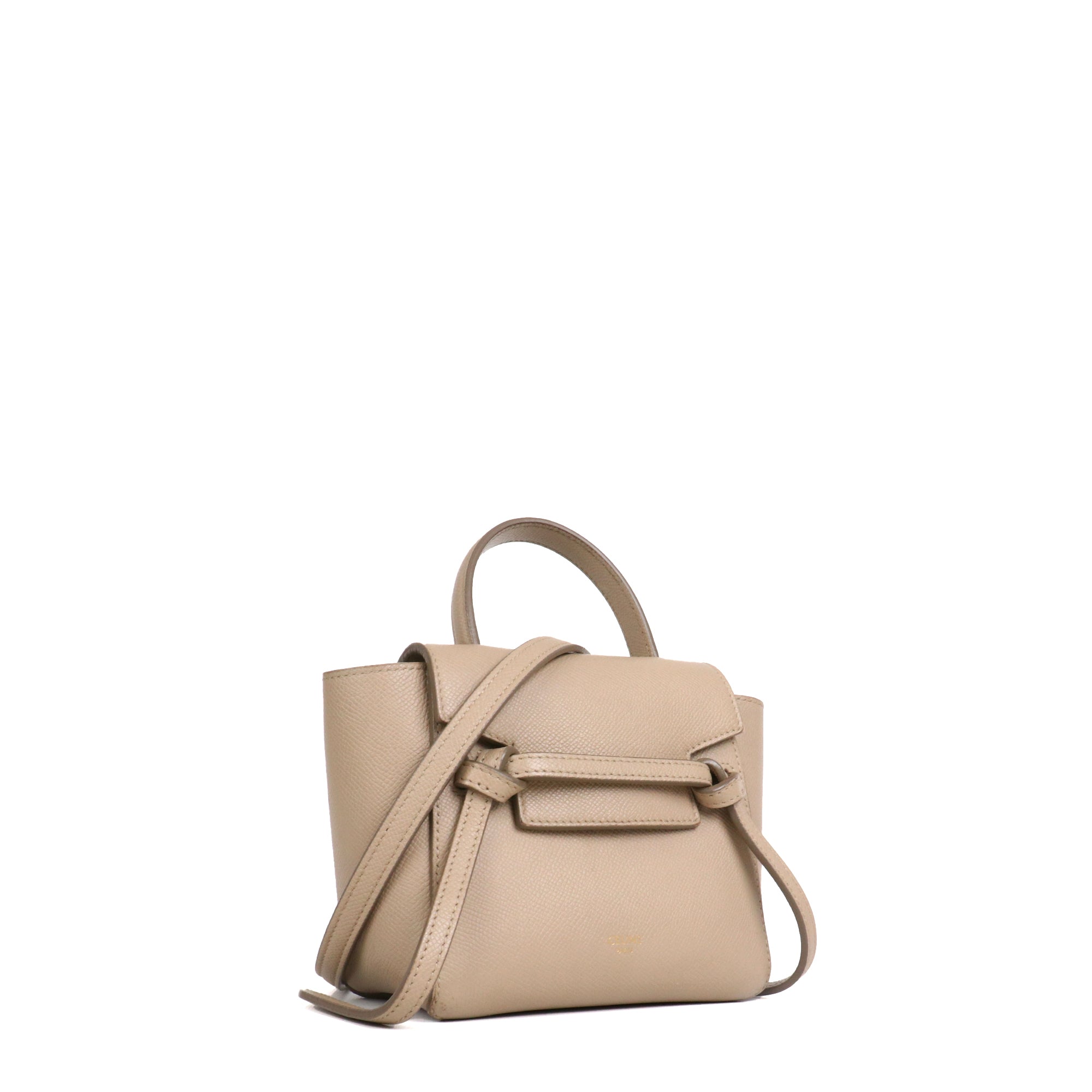 CELINE - Small size 16 handbag in gray smooth leather