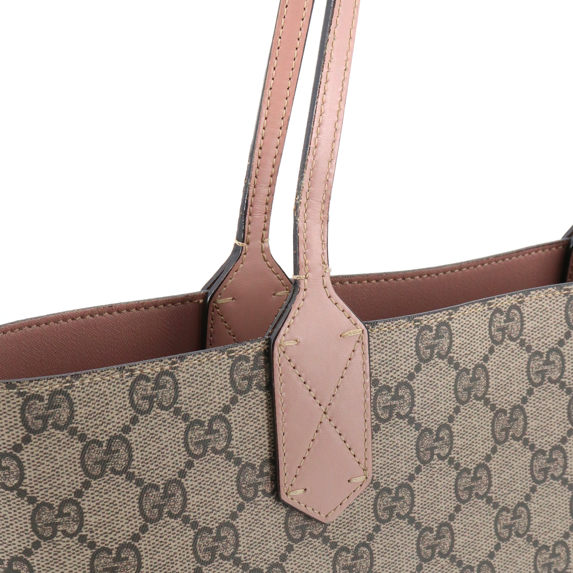 GUCCI - Sac cabas Réversible Gucci en toile monogrammée et cuir rose