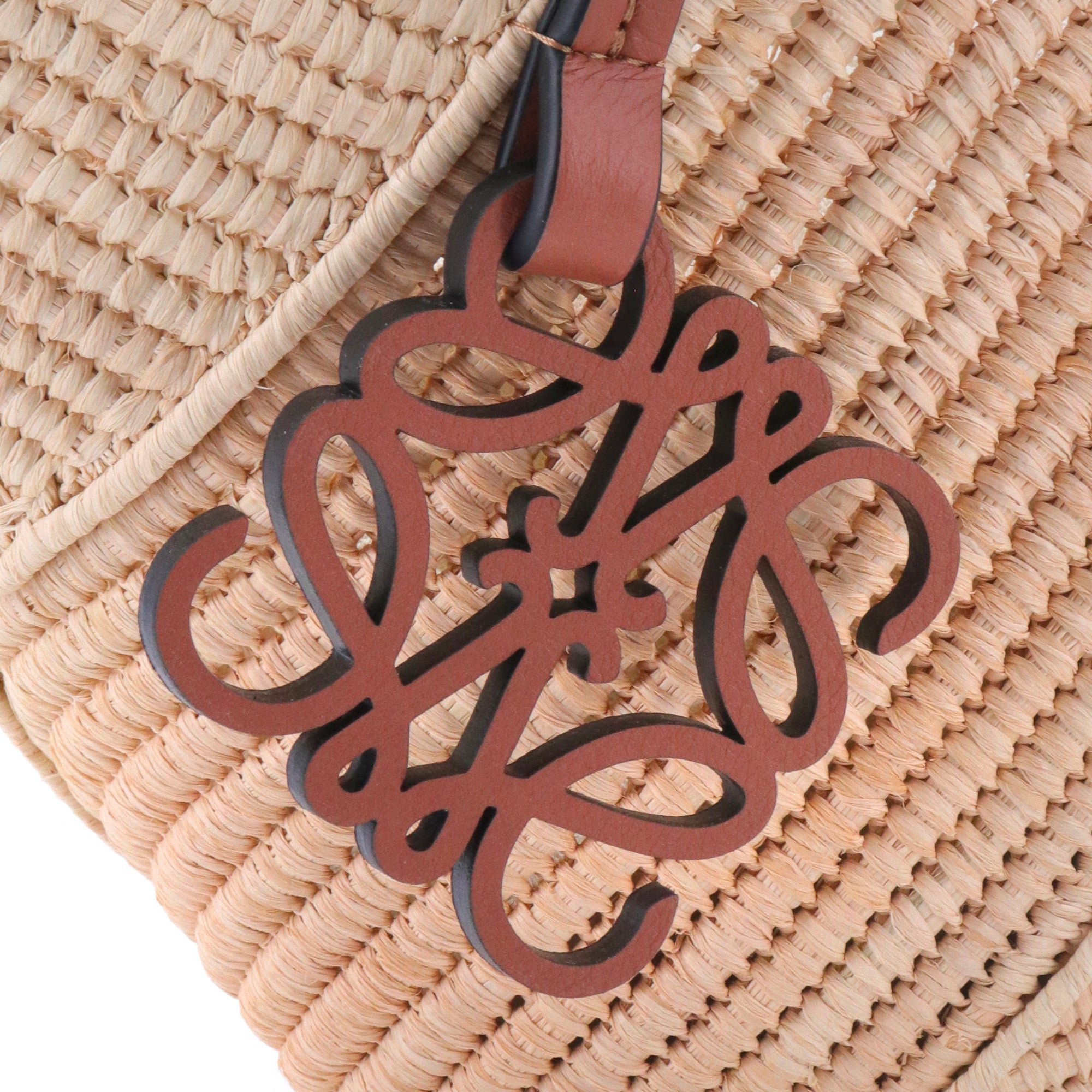 LOEWE - Panier à main Pétal Loewe en raphia et cuir marron