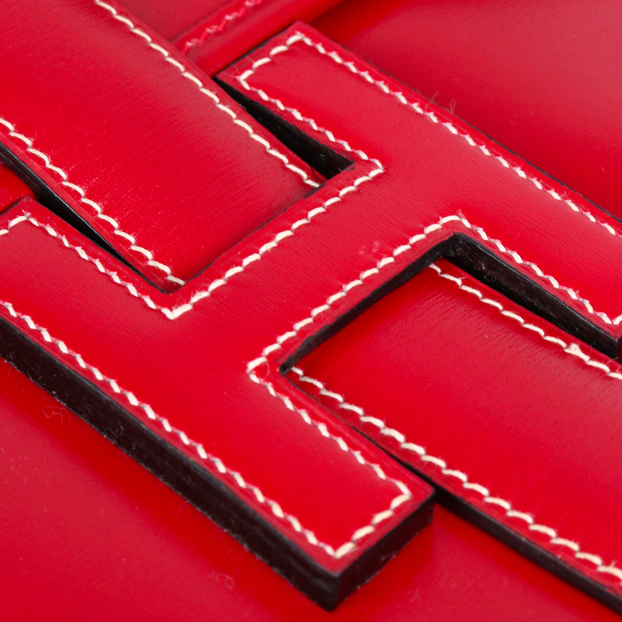 HERMÈS - Pochette Jige Hermès en cuir box rouge Vintage