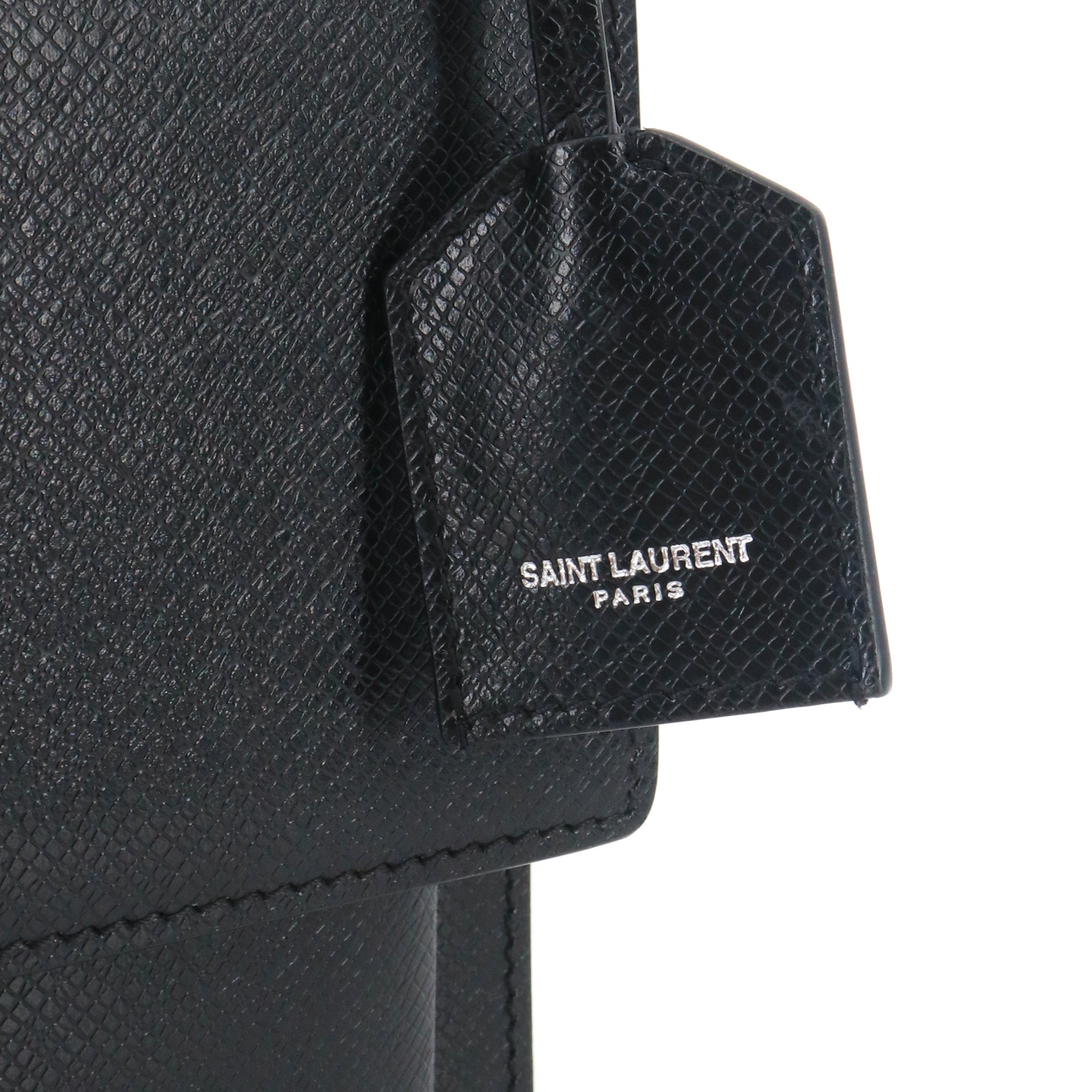 SAINT LAURENT - Medium Sunset shoulder bag in black crocodile-embossed leather