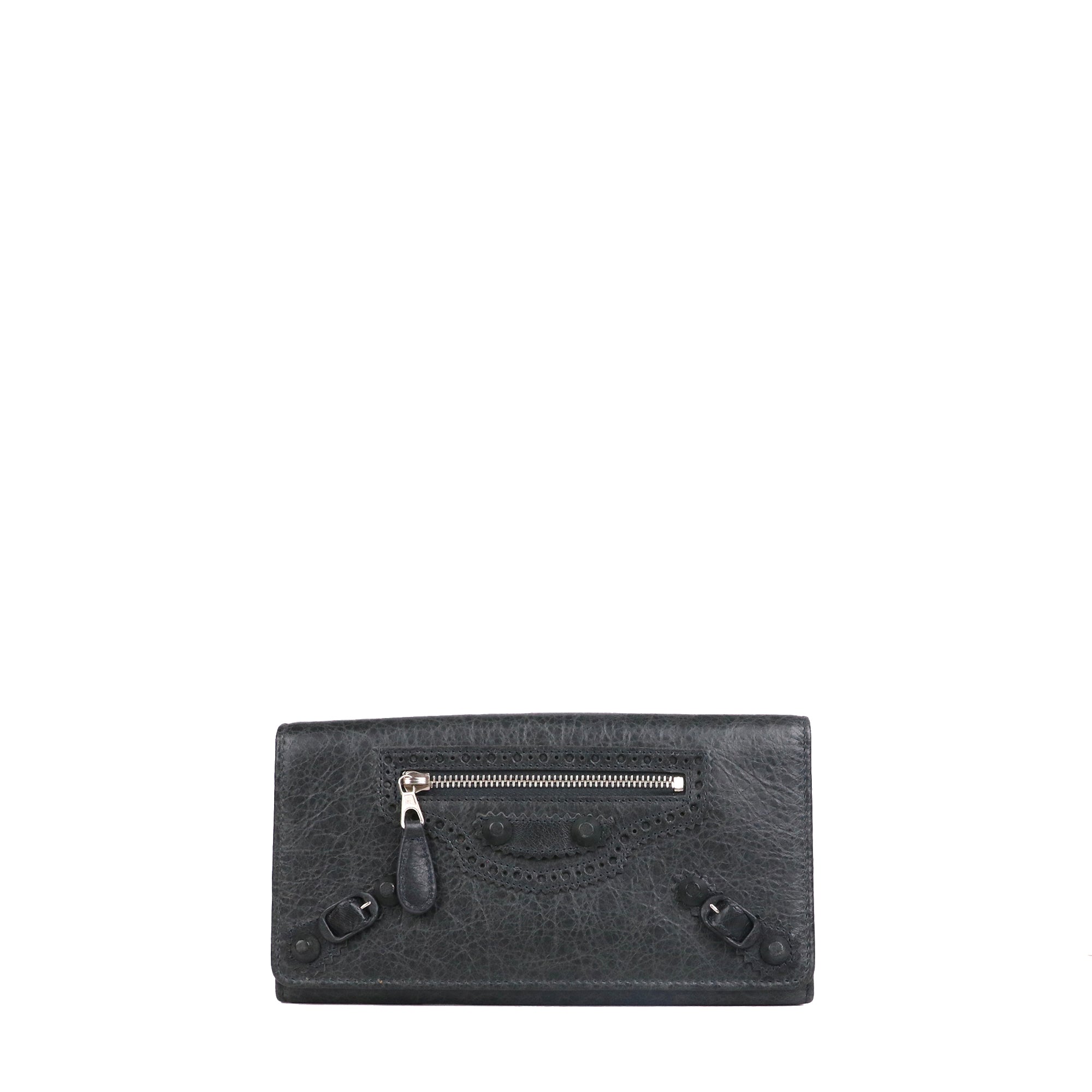 BALENCIAGA - Portefeuille City Balenciaga en cuir froissé vert