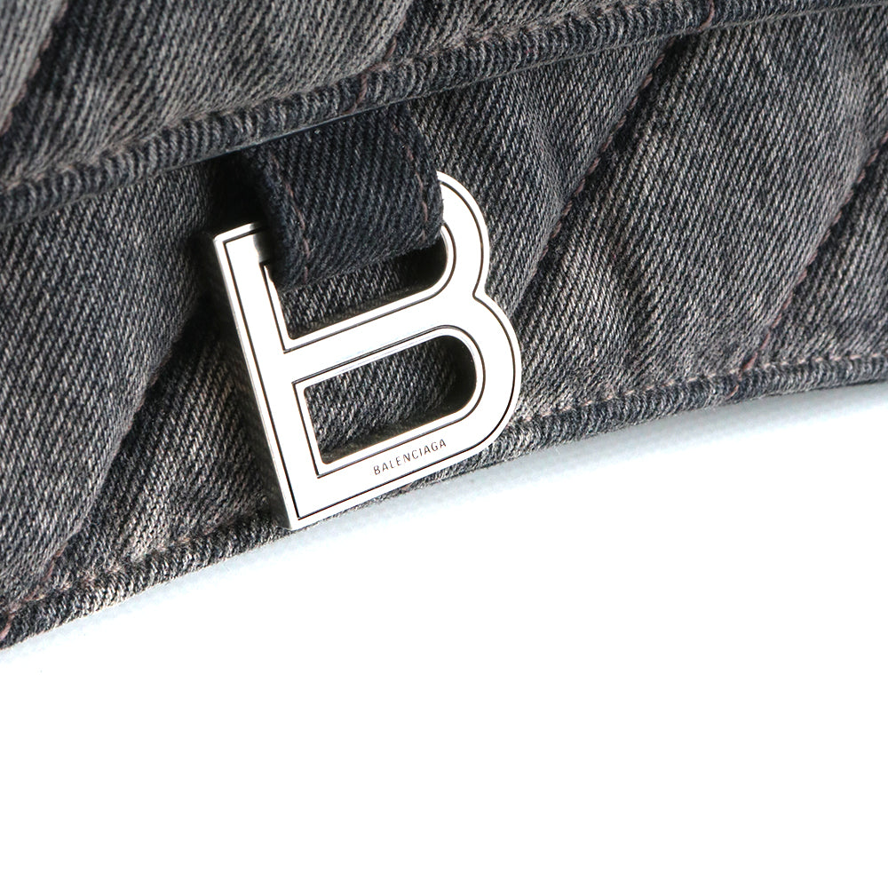BALENCIAGA - Crush medium shoulder bag in anthracite gray denim
