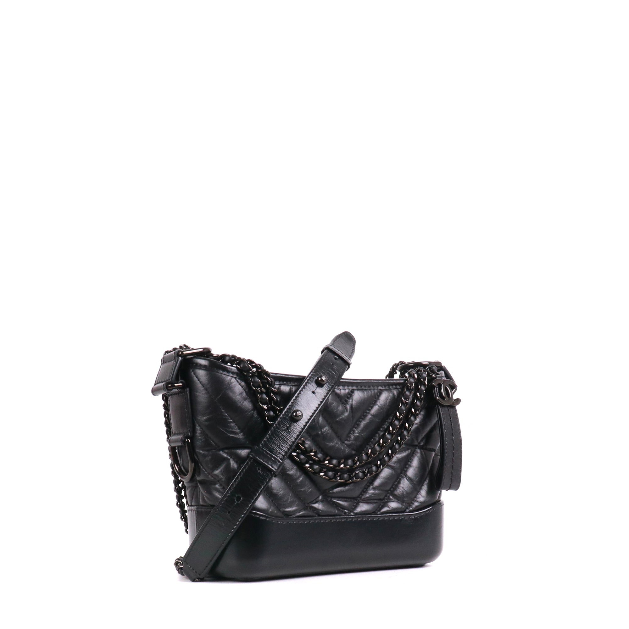 CHANEL - Sac à bandoulière Gabrielle So Black Chanel petit modèle en cuir lisse noir