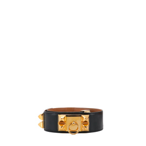 HERMÈS - Ceinture Collier de Chien Hermès en cuir noir (T70)