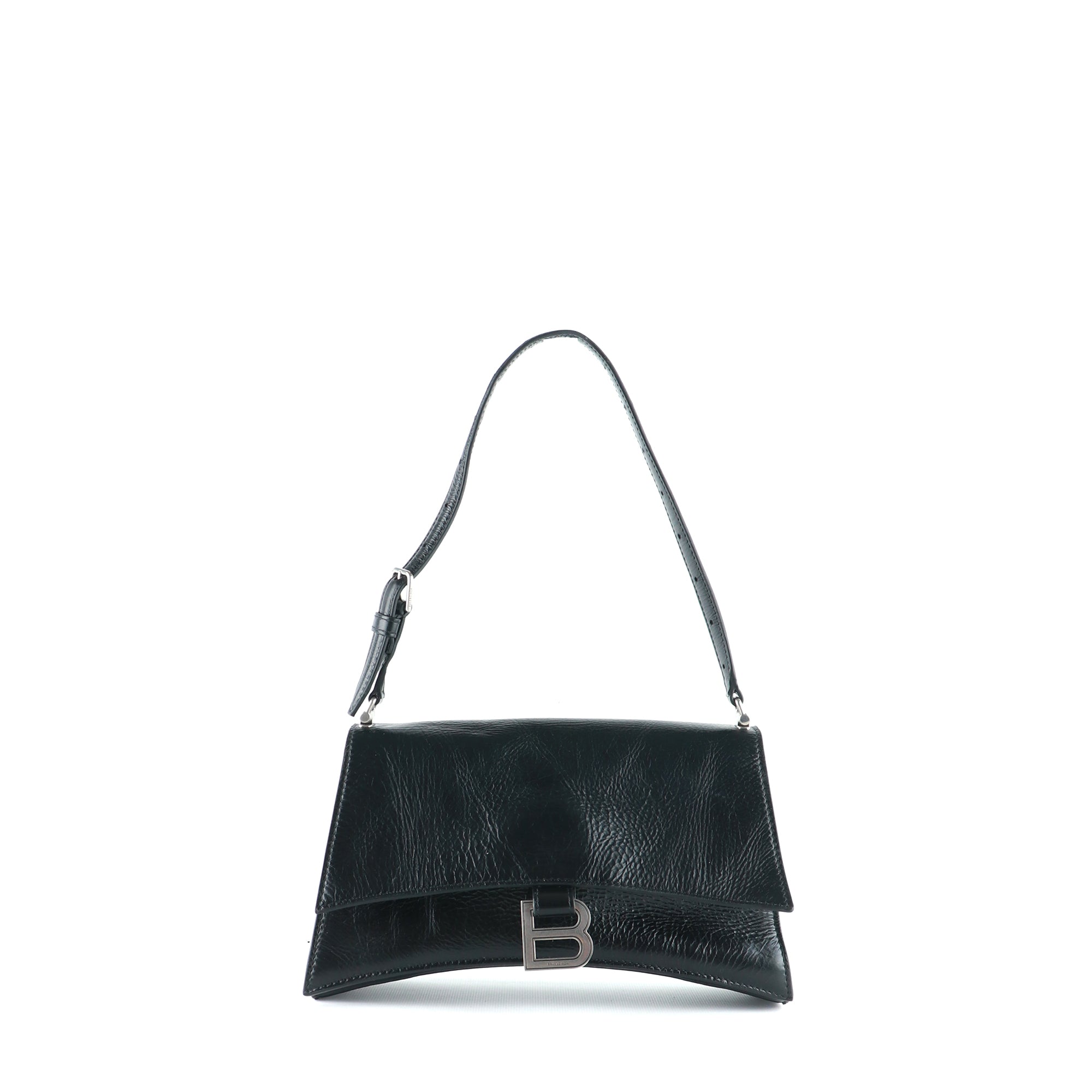 BALENCIAGA - Sac porté épaule Crush small en cuir noir