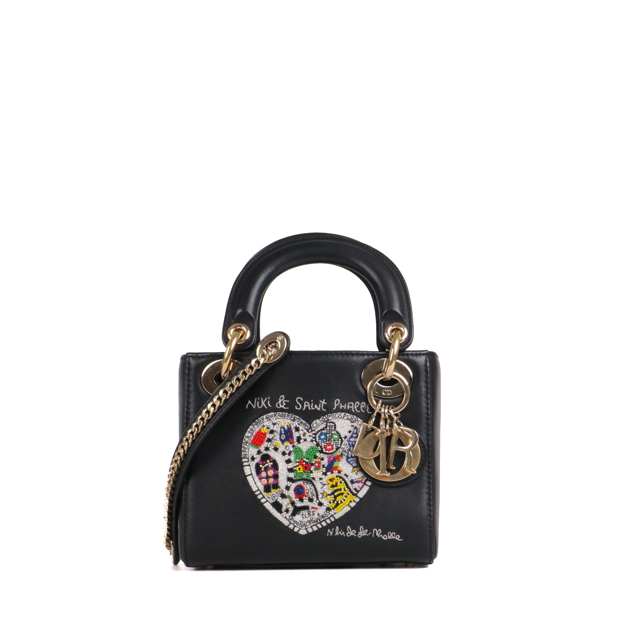 DIOR - Sac à main Lady Dior mini en cuir noir édition limitée