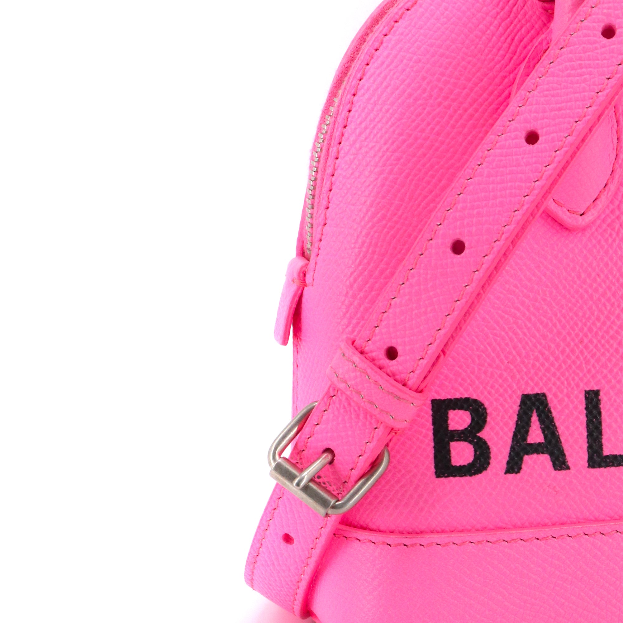BALENCIAGA - Sac à bandoulière Ville Balenciaga en cuir grainé rose fluo
