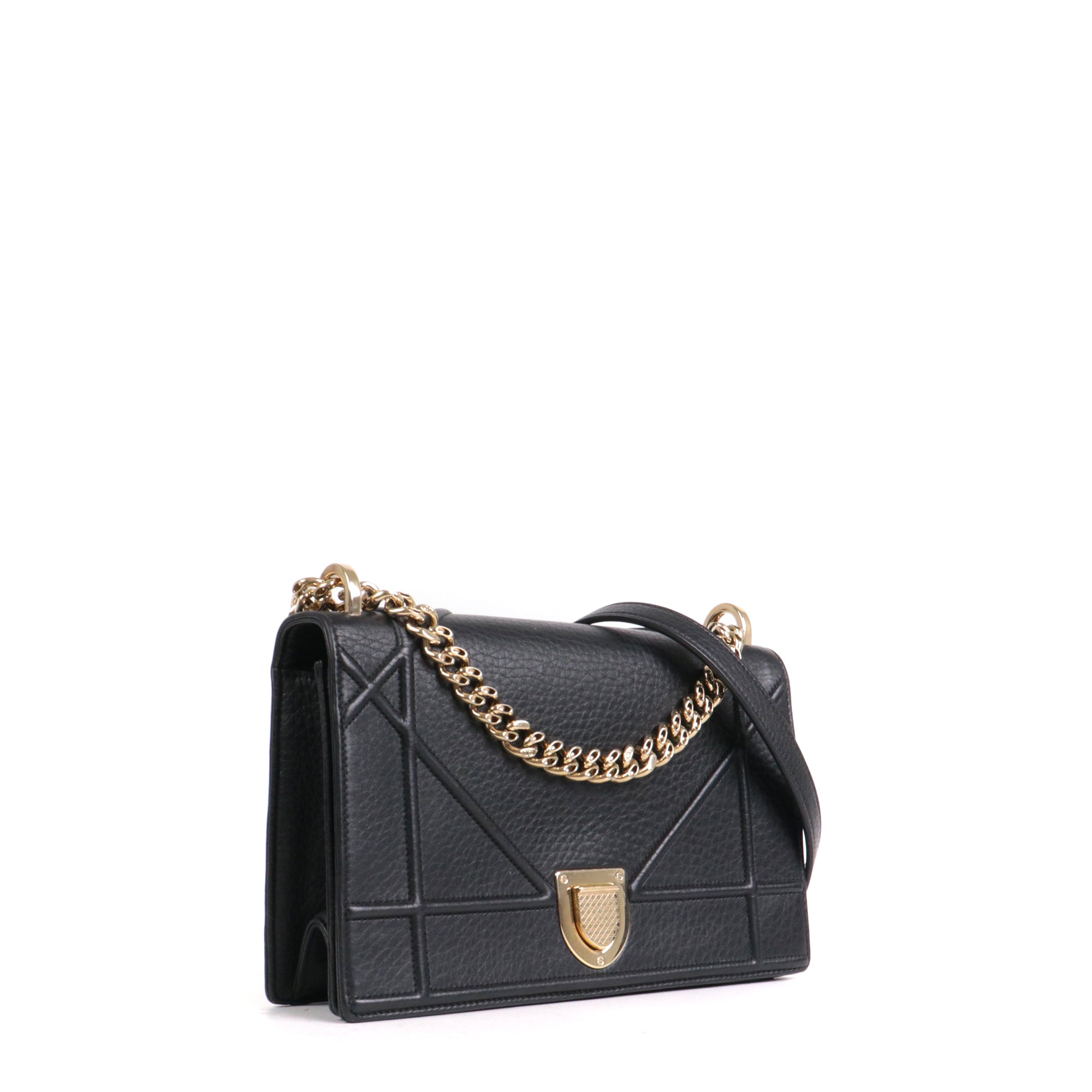 DIOR - Sac à bandoulière Diorama Dior en cuir grainé noir