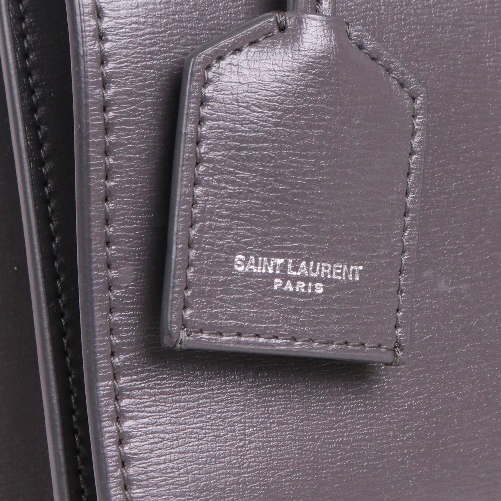 SAINT LAURENT - Sac à bandoulière Sunset Large Saint Laurent en cuir lisse gris