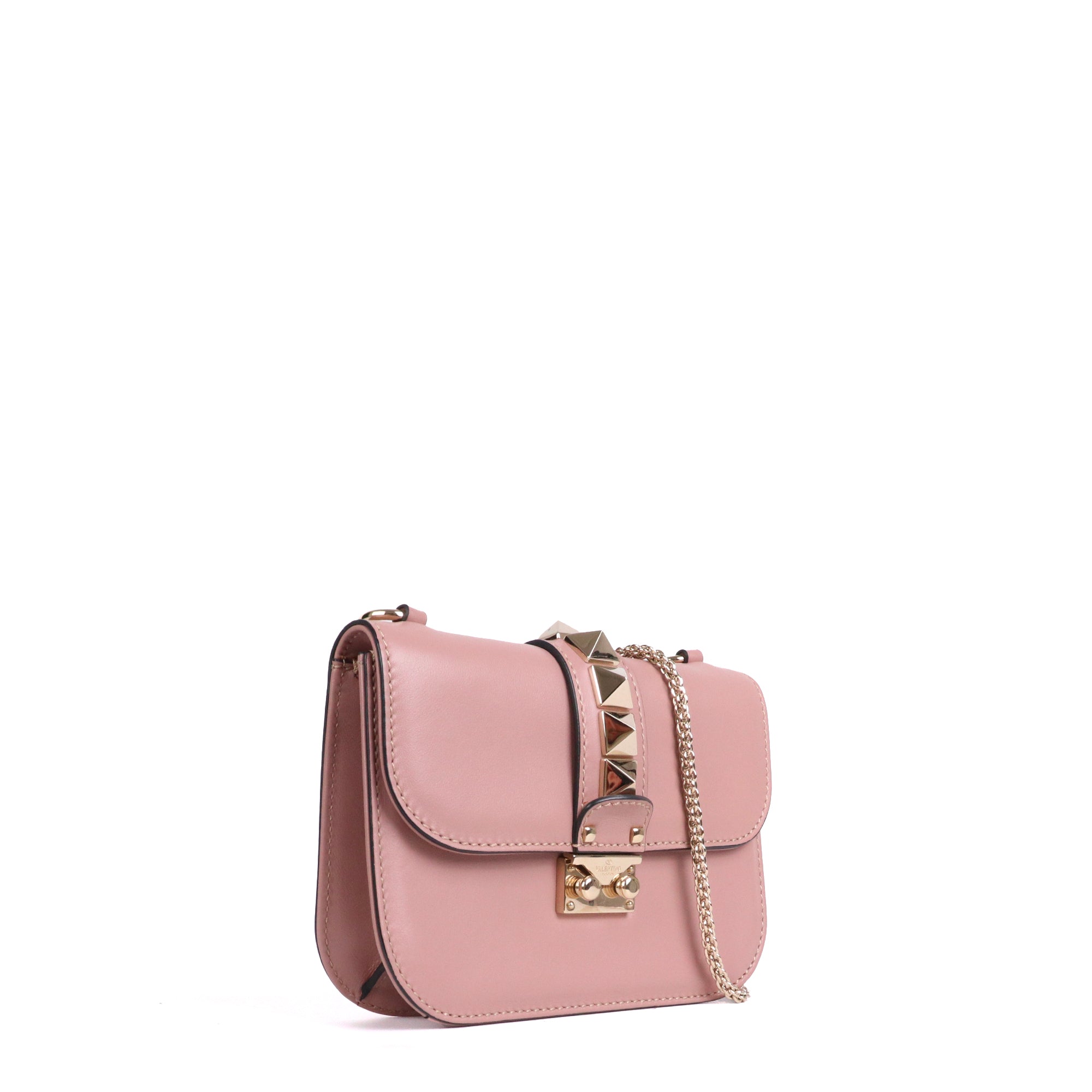 VALENTINO - Sac à bandoulière Glam Lock Valentino en cuir lisse rose ancien