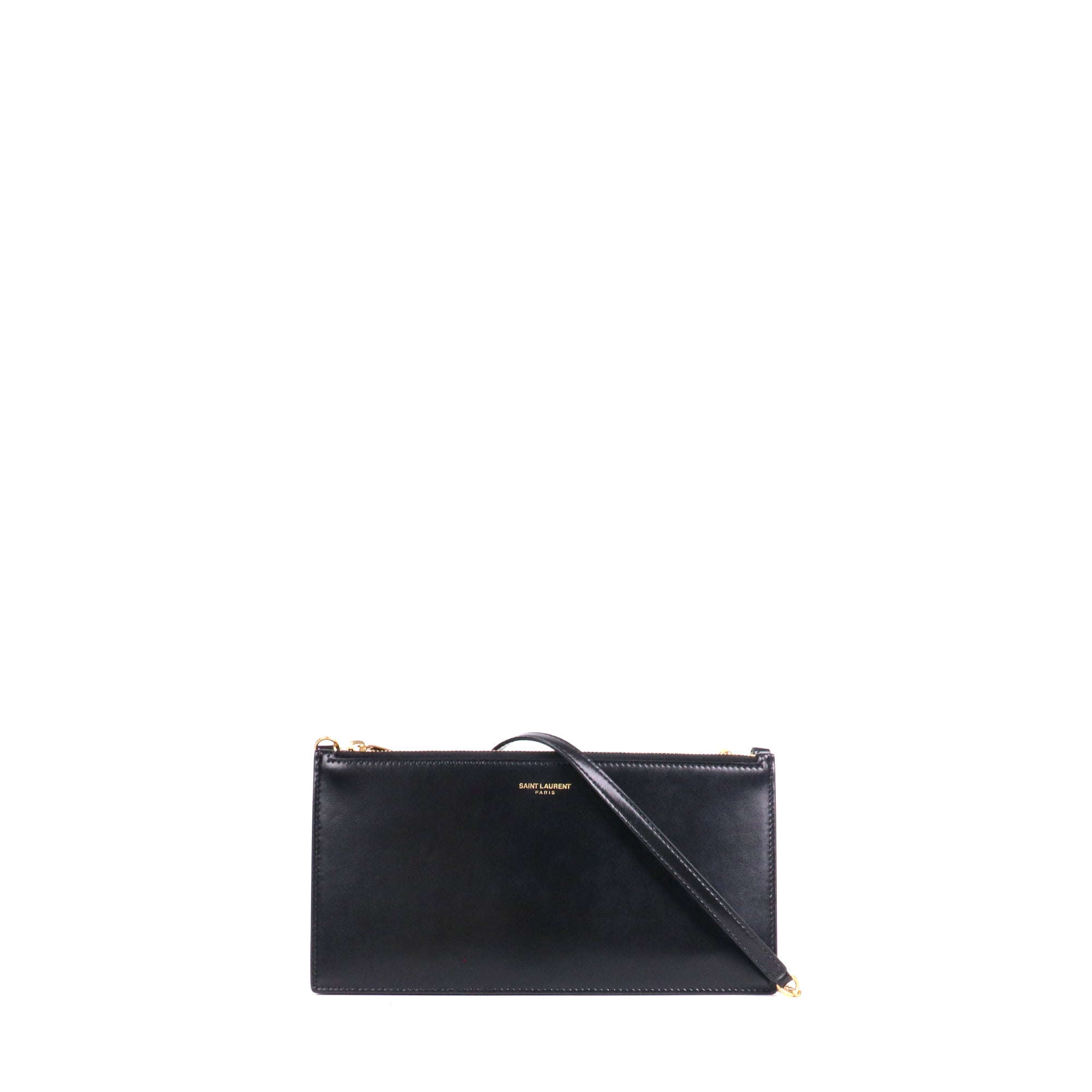 SAINT LAURENT - Sac à bandoulière Double Zip Saint Laurent en cuir lisse noir