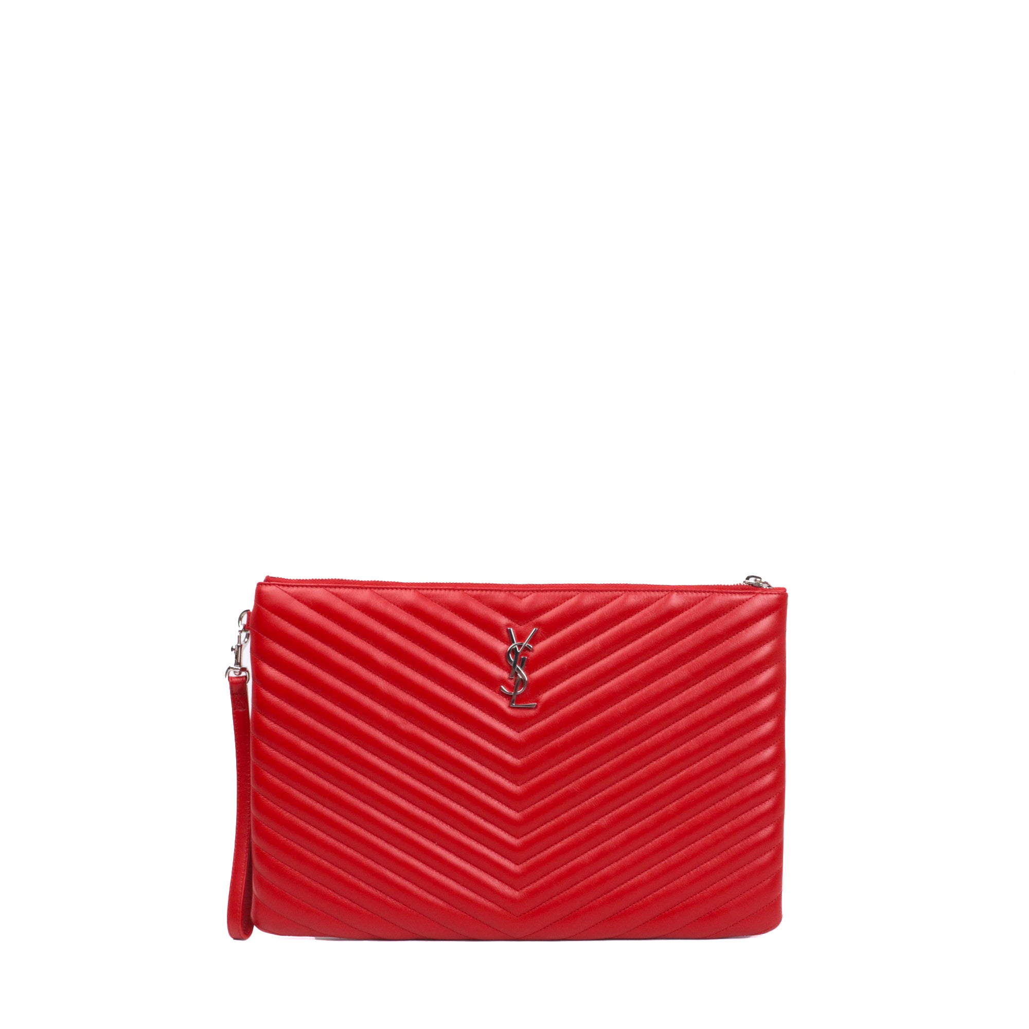 SAINT LAURENT - Saint Laurent Cassandre clutch in black chevron leather