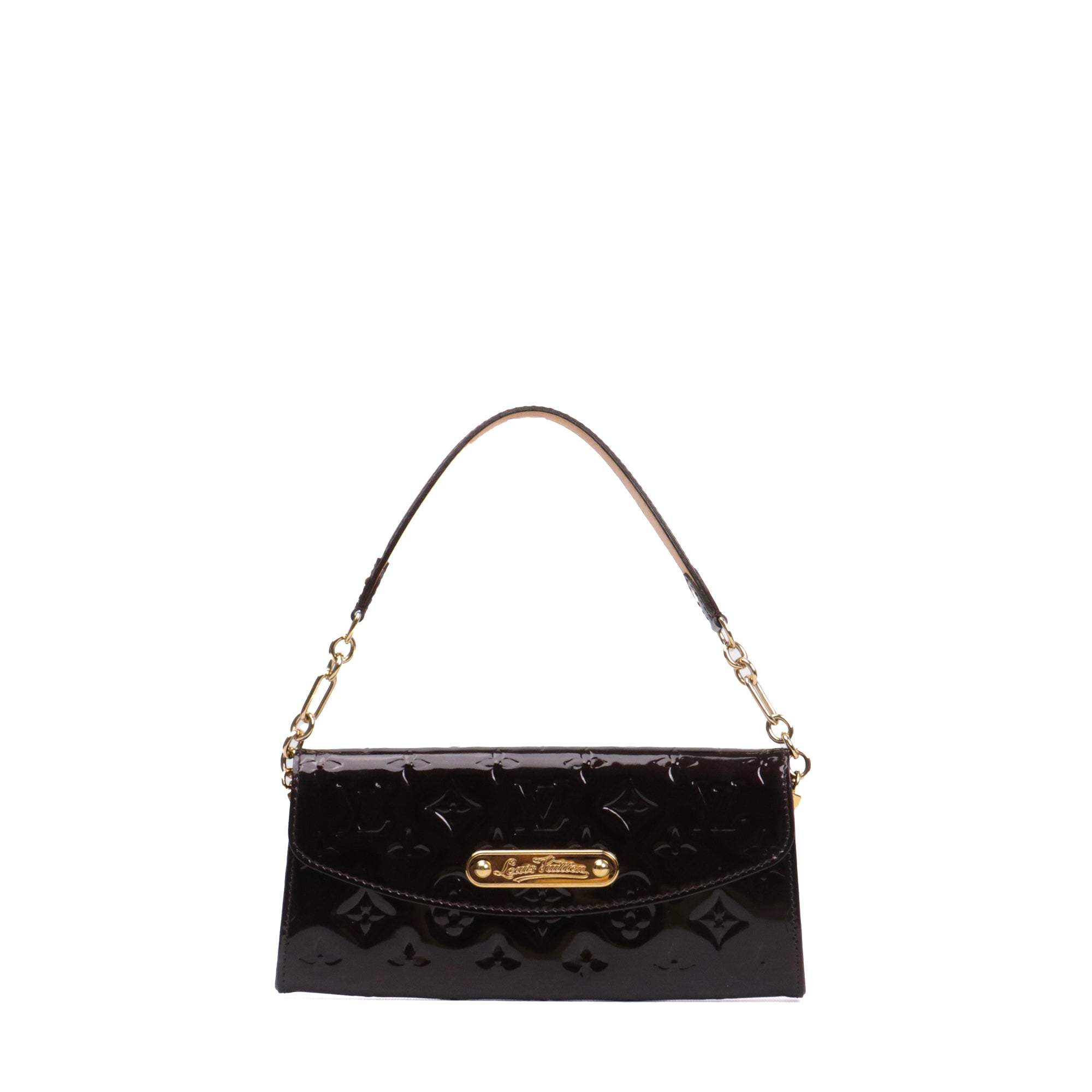 LOUIS VUITTON - Pochette Sunset Boulevard Louis Vuitton en cuir verni bordeaux