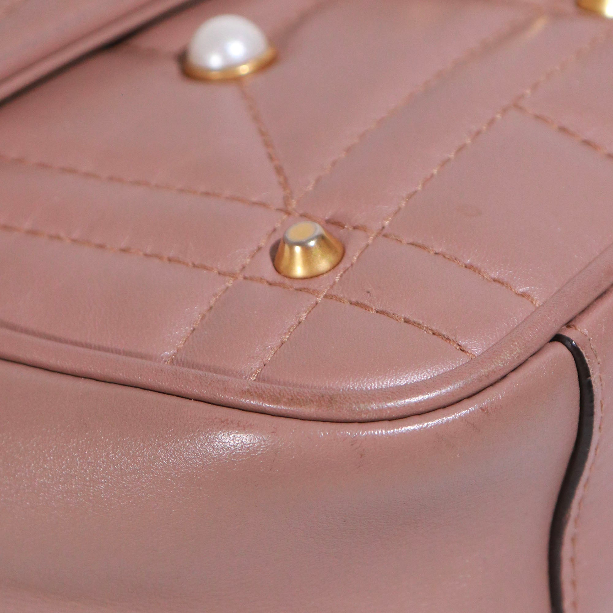 GUCCI - Sac à épaule GG Marmont Pearly Petite Taille Gucci en cuir rose poudré