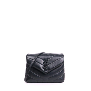 SAINT LAURENT - Sac à bandoulière Loulou toy Saint Laurent en cuir noir