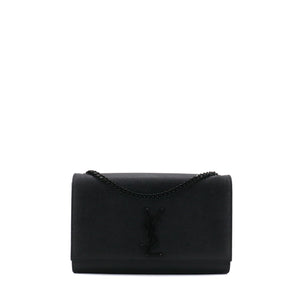 SAINT LAURENT - Sac à bandoulière Kate medium full black Saint Laurent en cuir grainé noir