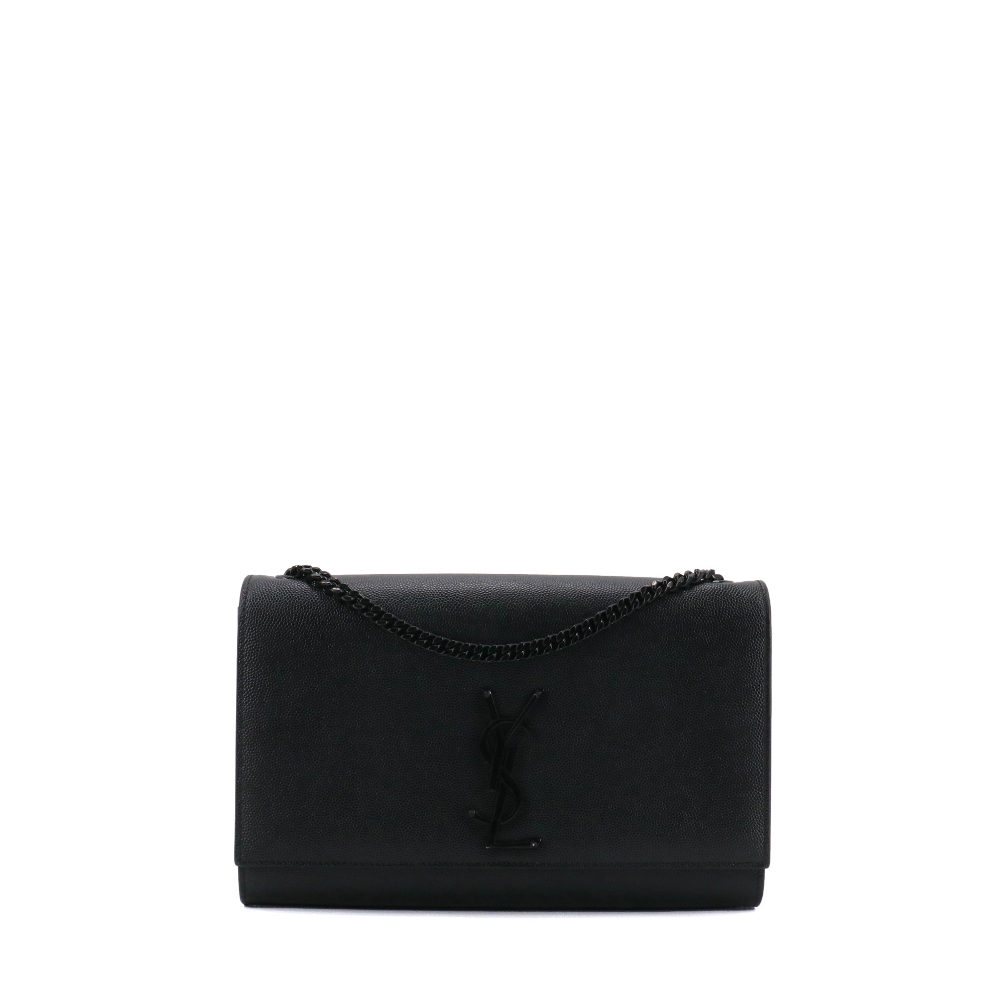 SAINT LAURENT - Sac à bandoulière Kate medium full black Saint Laurent en cuir grainé noir