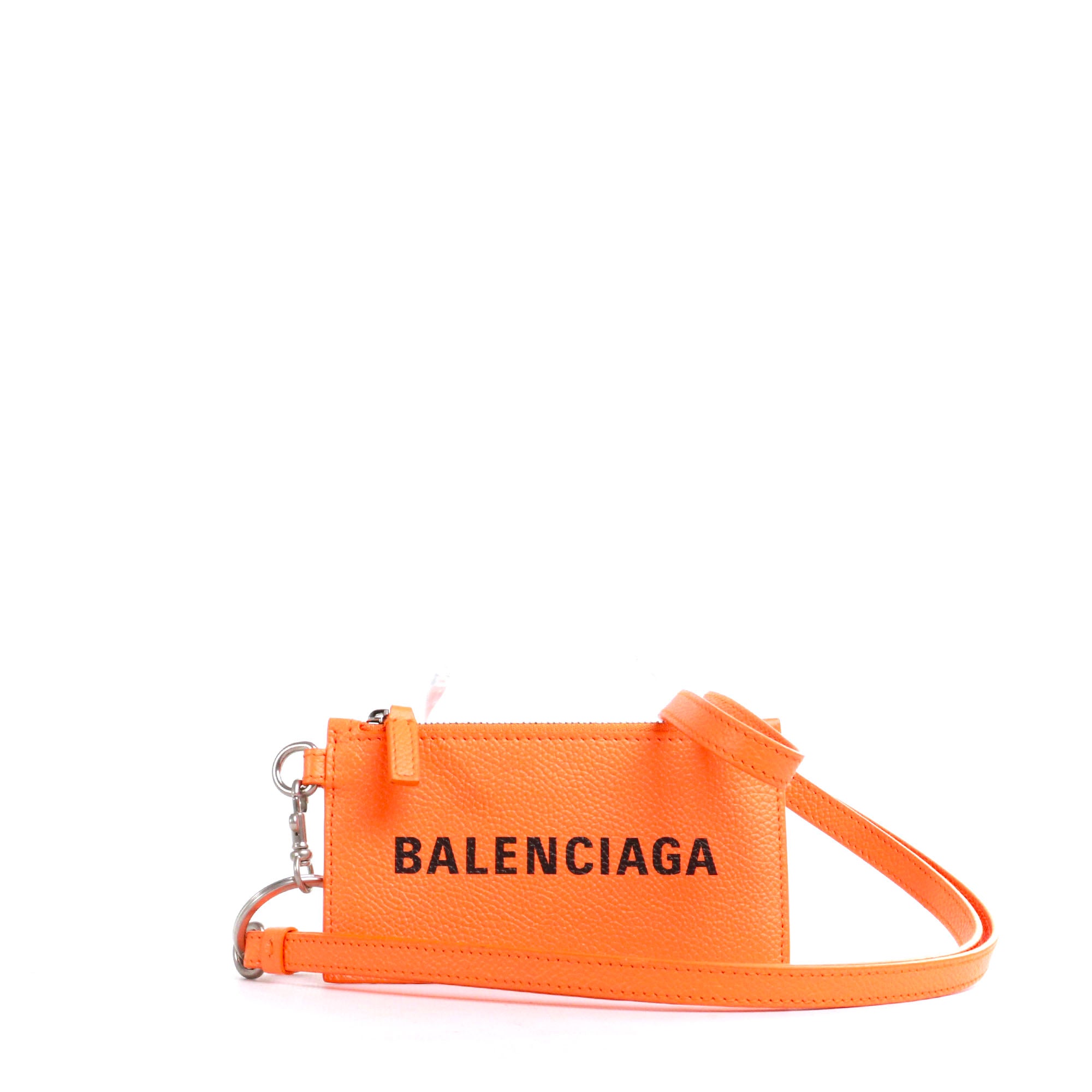 BALENCIAGA - Balenciaga coin purse in orange grained leather