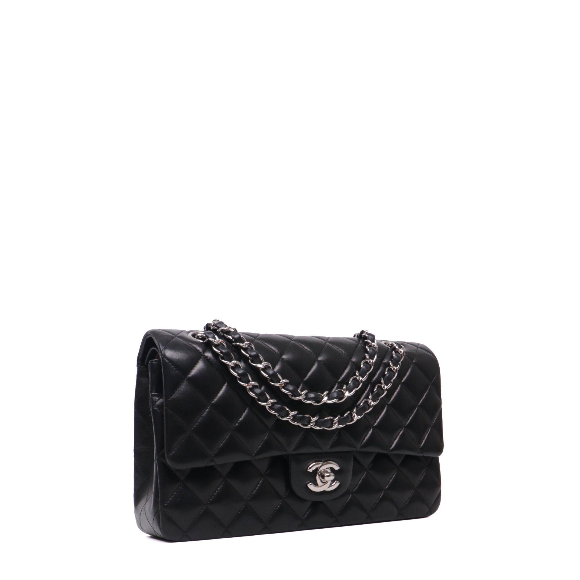 CHANEL - Sac à main Classique/Timeless Chanel 11.12 double flap Chanel en cuir lisse noir