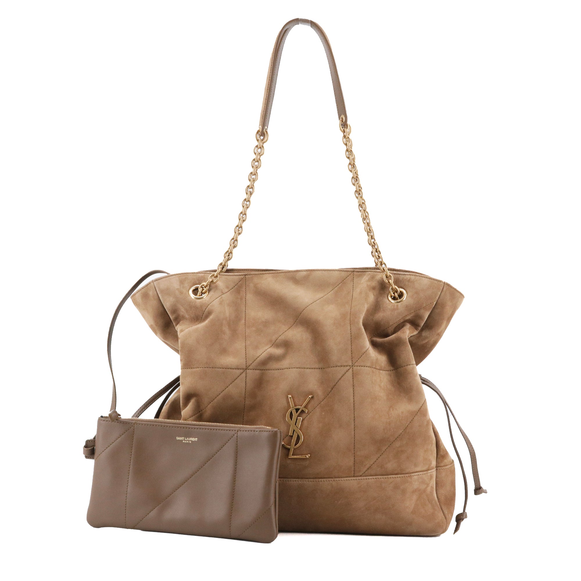SAINT LAURENT - Sac à main Jamie Shopping Saint Laurent en suède marron
