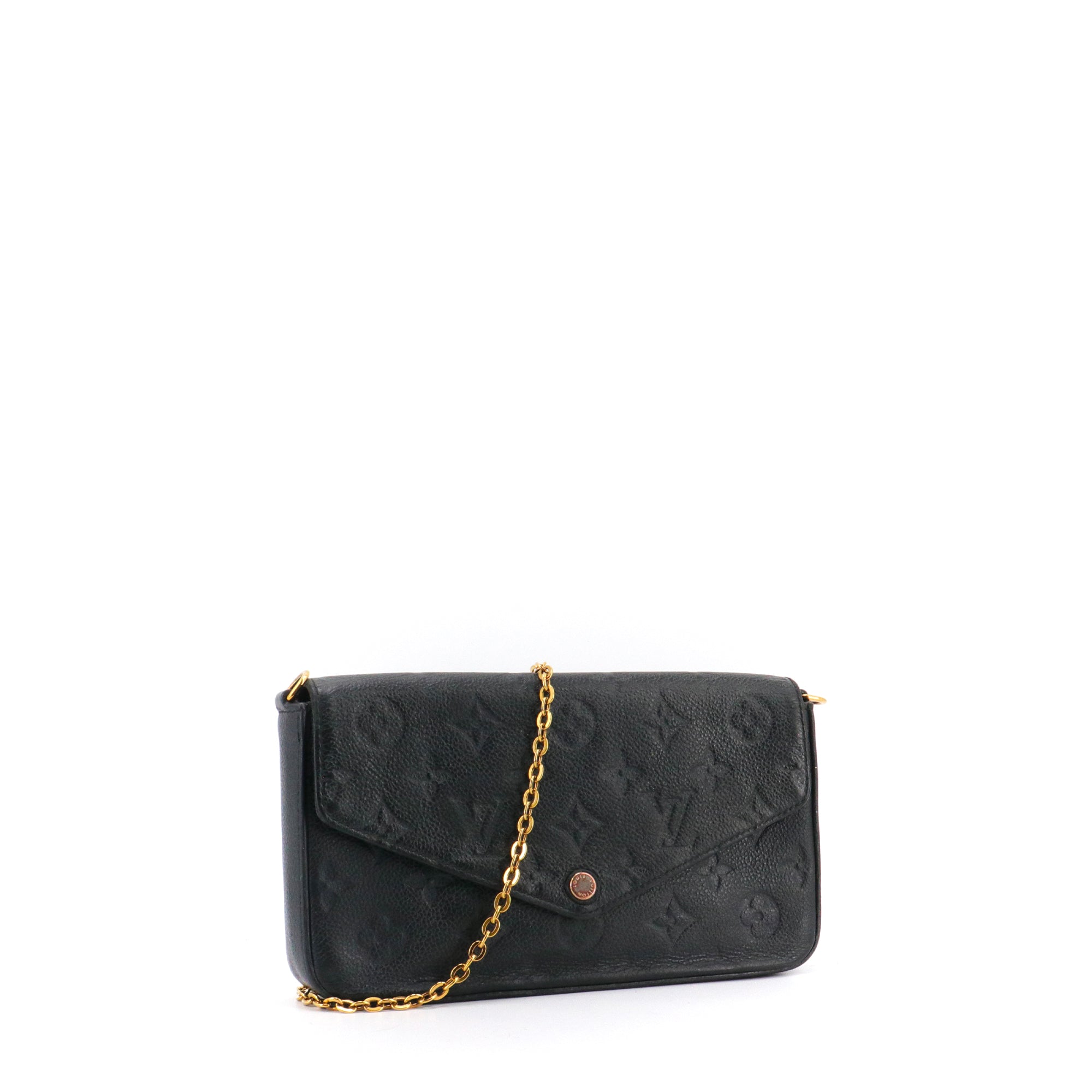 LOUIS VUITTON - Pochette Felicie Louis Vuitton en cuir empreinte noir