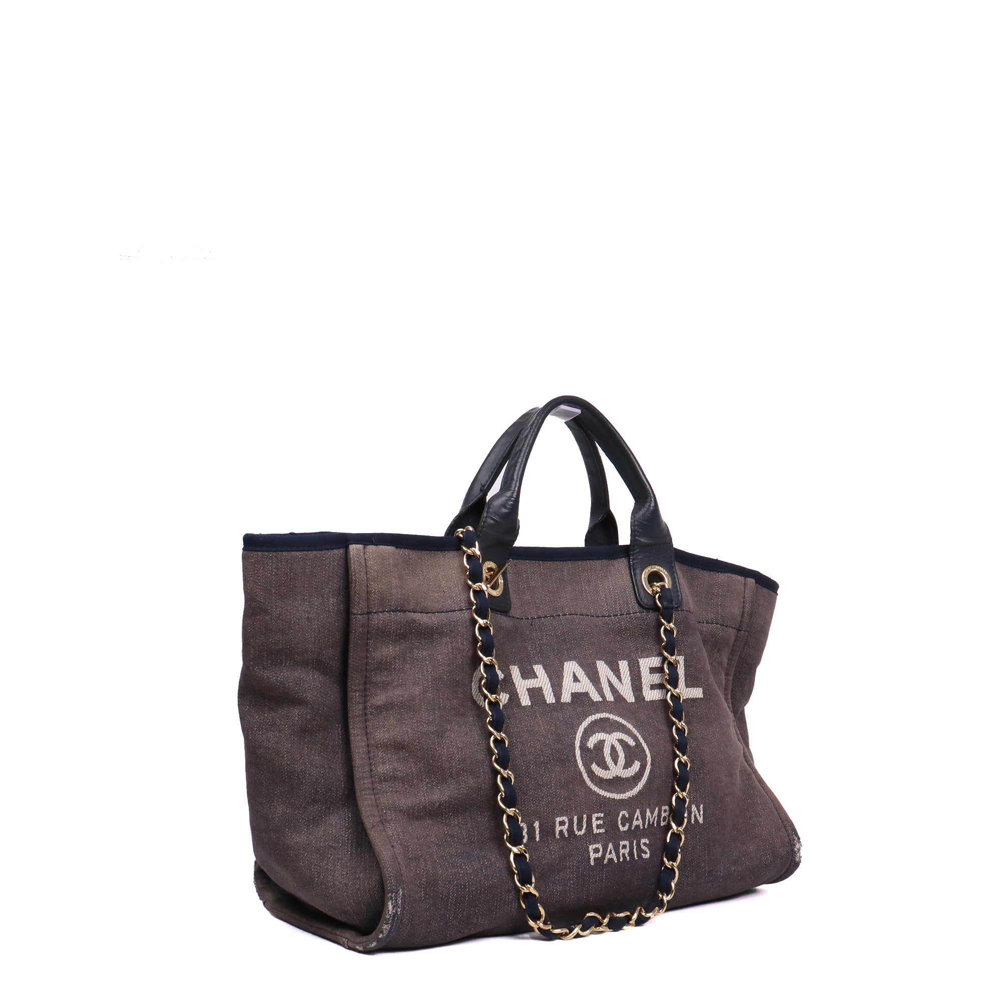 CHANEL - Sac cabas Deauville Chanel en toile bleu marine