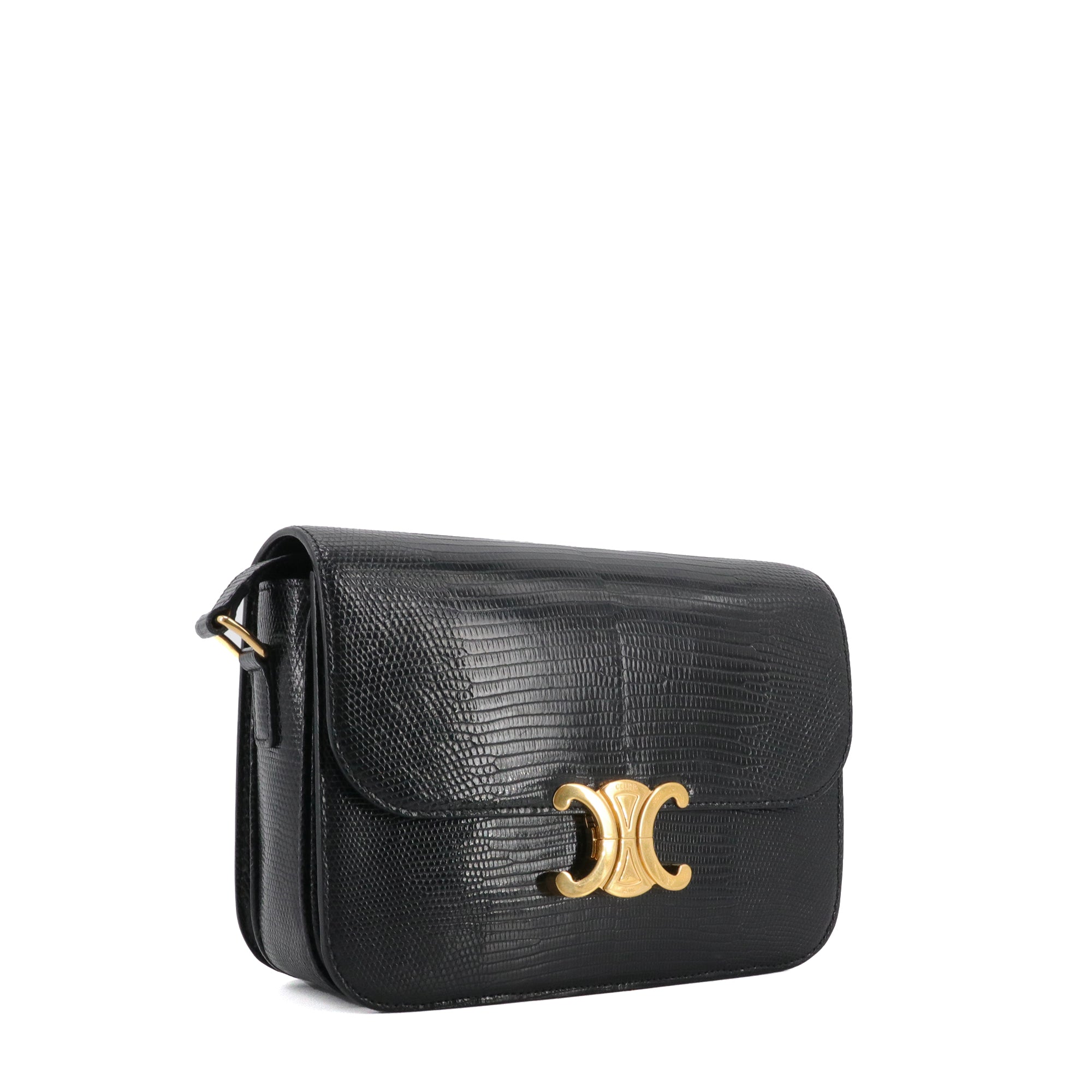 CELINE - Sac à bandoulière Triomphe Celine en lézard noir